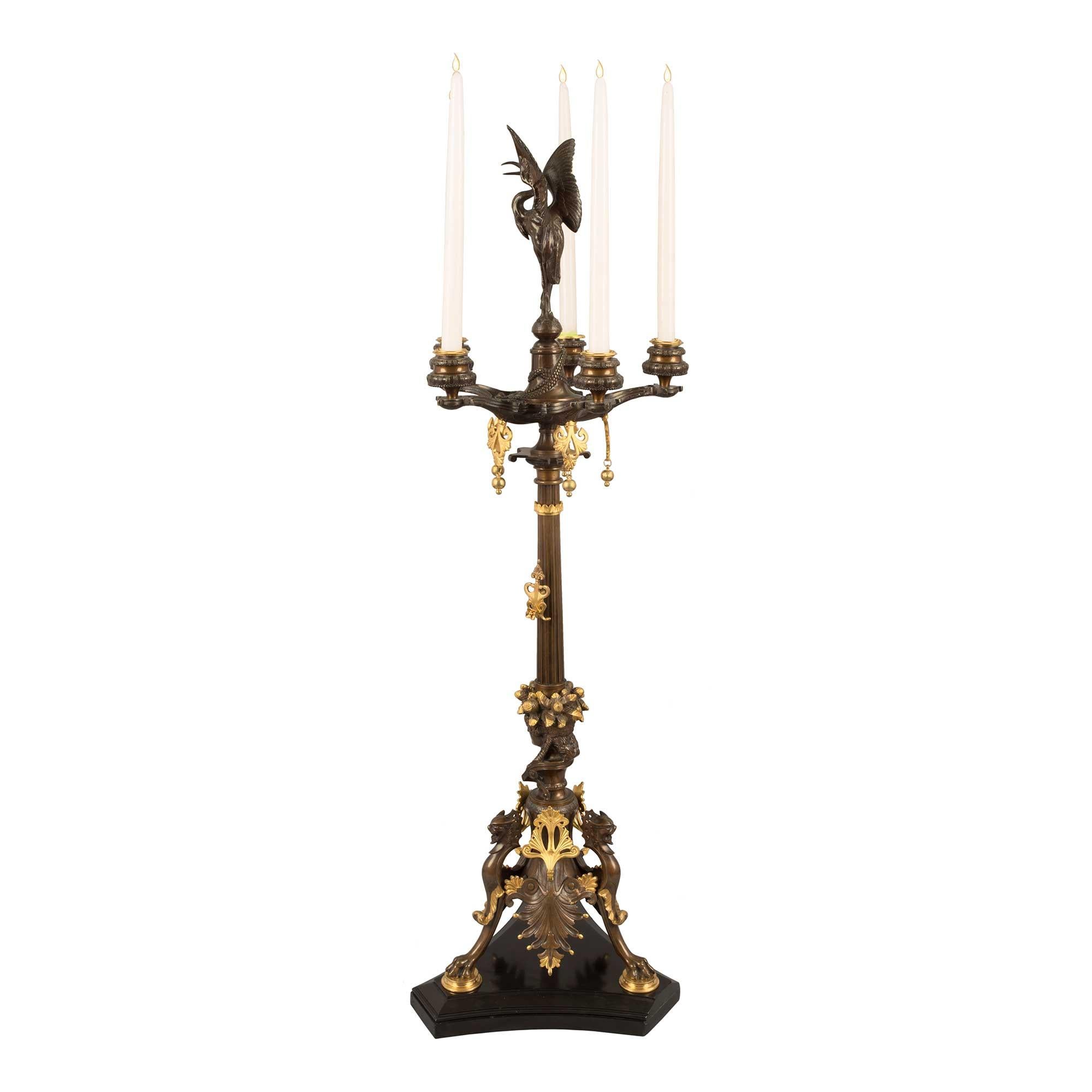 French 19th Century Renaissance Style Ormolu and Patinated Bronze Candelabras For Sale 2