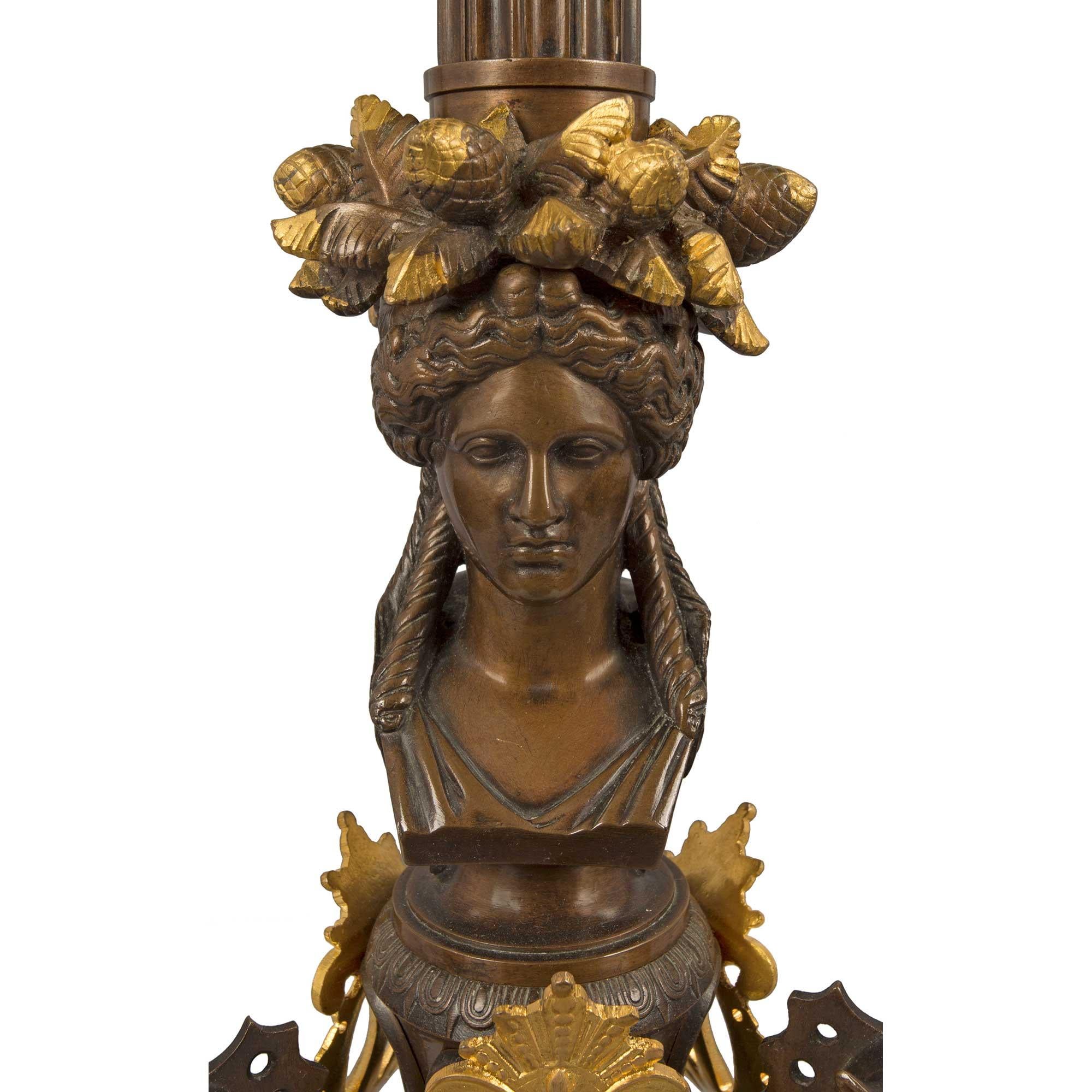 Kandelaber aus Goldbronze und patinierter Bronze im Renaissance-Stil des 19. Jahrhunderts im Angebot 4