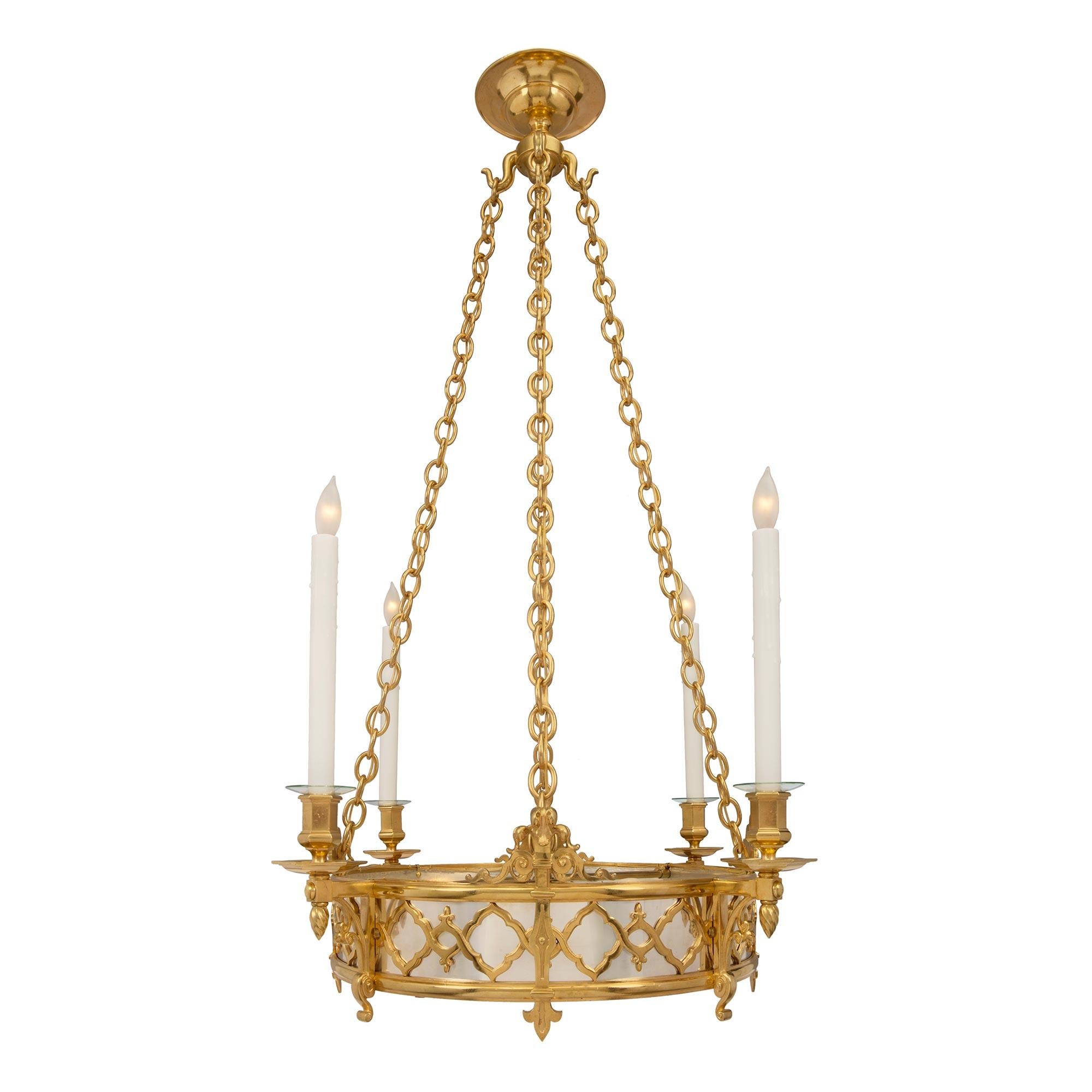 Patinated French 19th Century Renaissance Style Ormolu and Silvered Bronze Chandelier For Sale