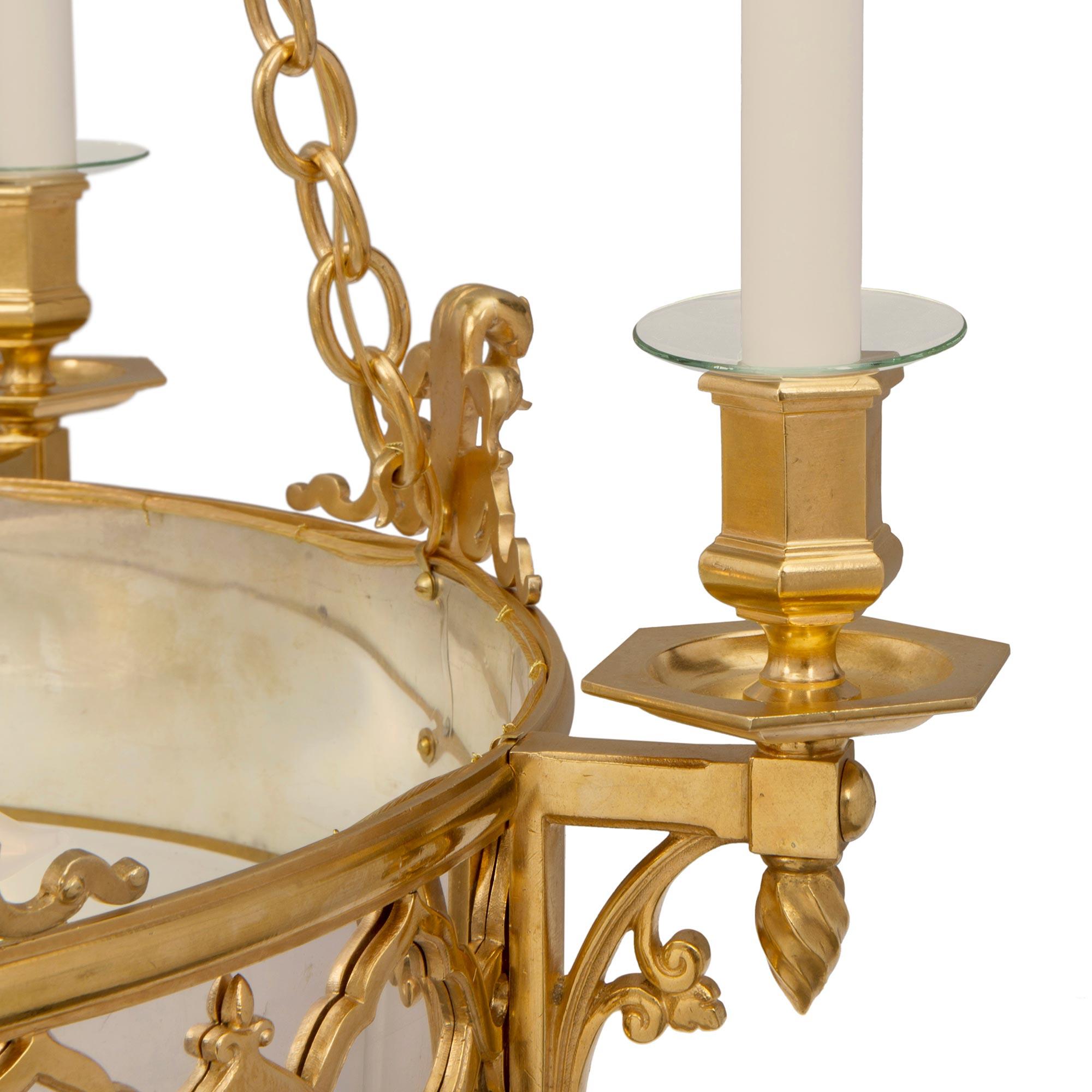 French 19th Century Renaissance Style Ormolu and Silvered Bronze Chandelier For Sale 2