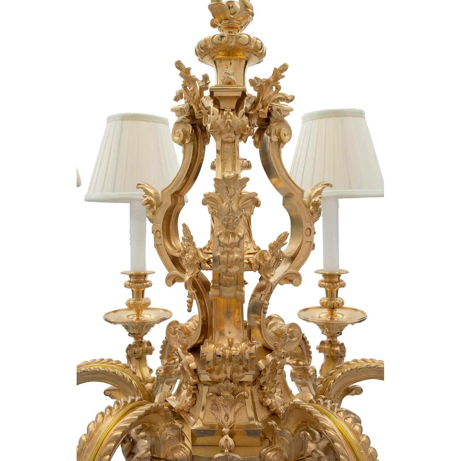  French 19th Century Renaissance Style Ormolu Six-Light Chandelier In Good Condition For Sale In West Palm Beach, FL