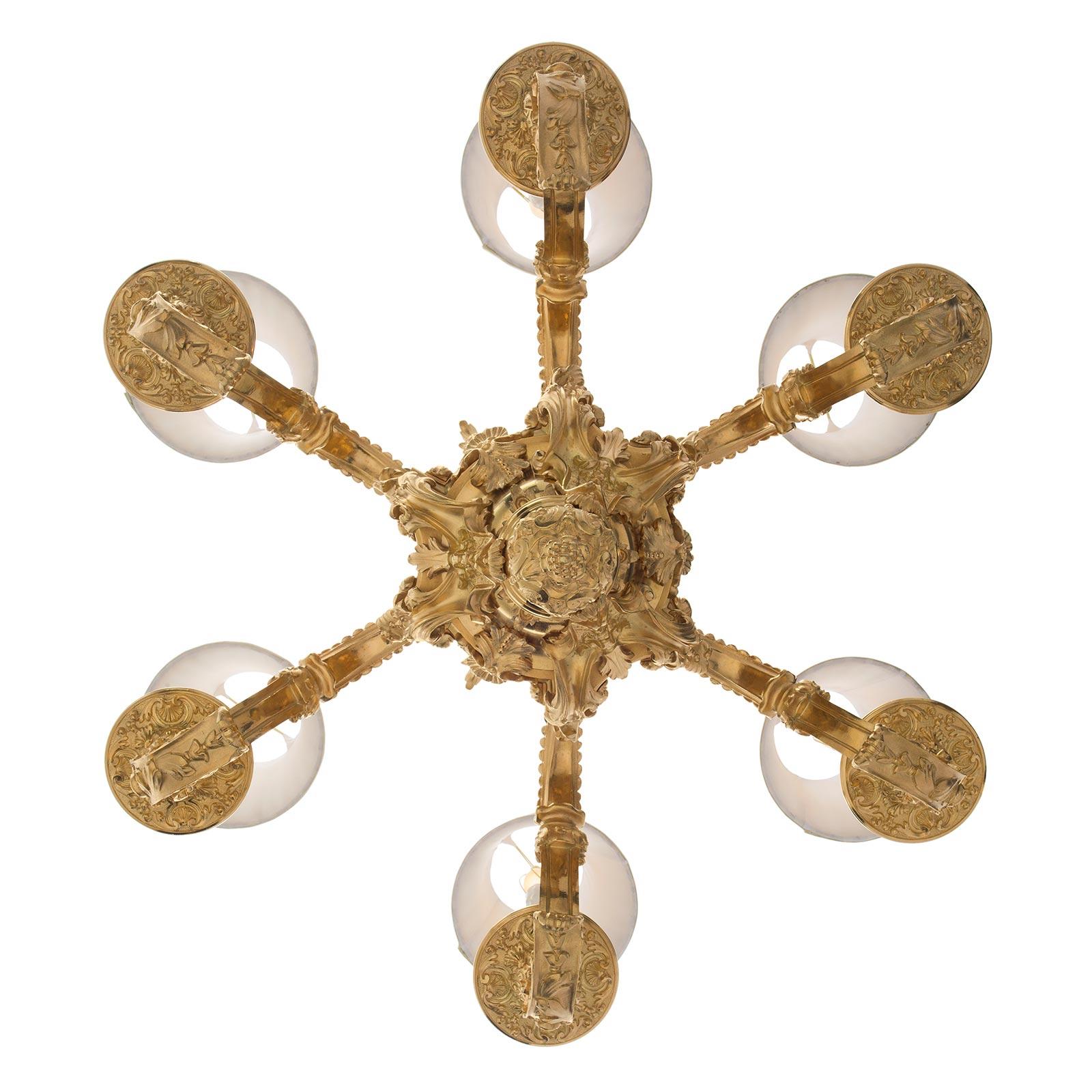  French 19th Century Renaissance Style Ormolu Six-Light Chandelier For Sale 2
