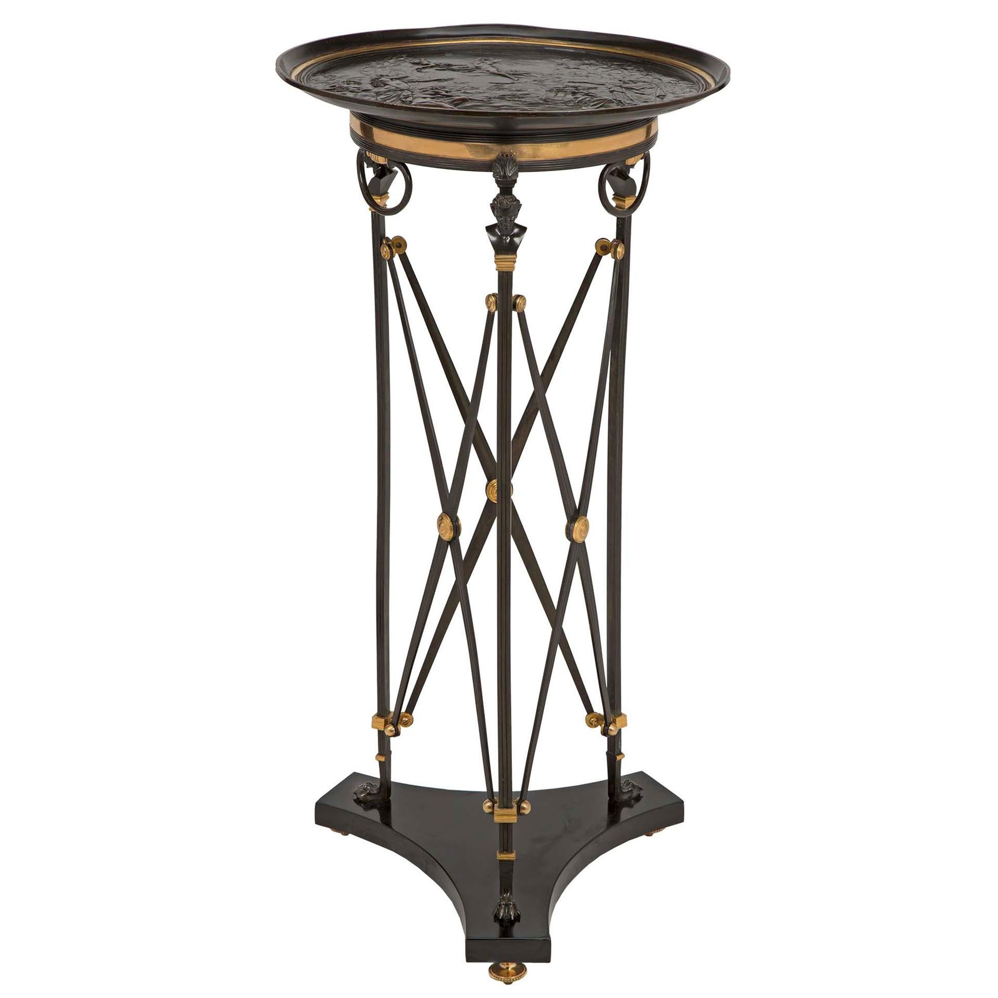 French 19th Century Renaissance Style Patinated Bronze Tazza Designed Side Table