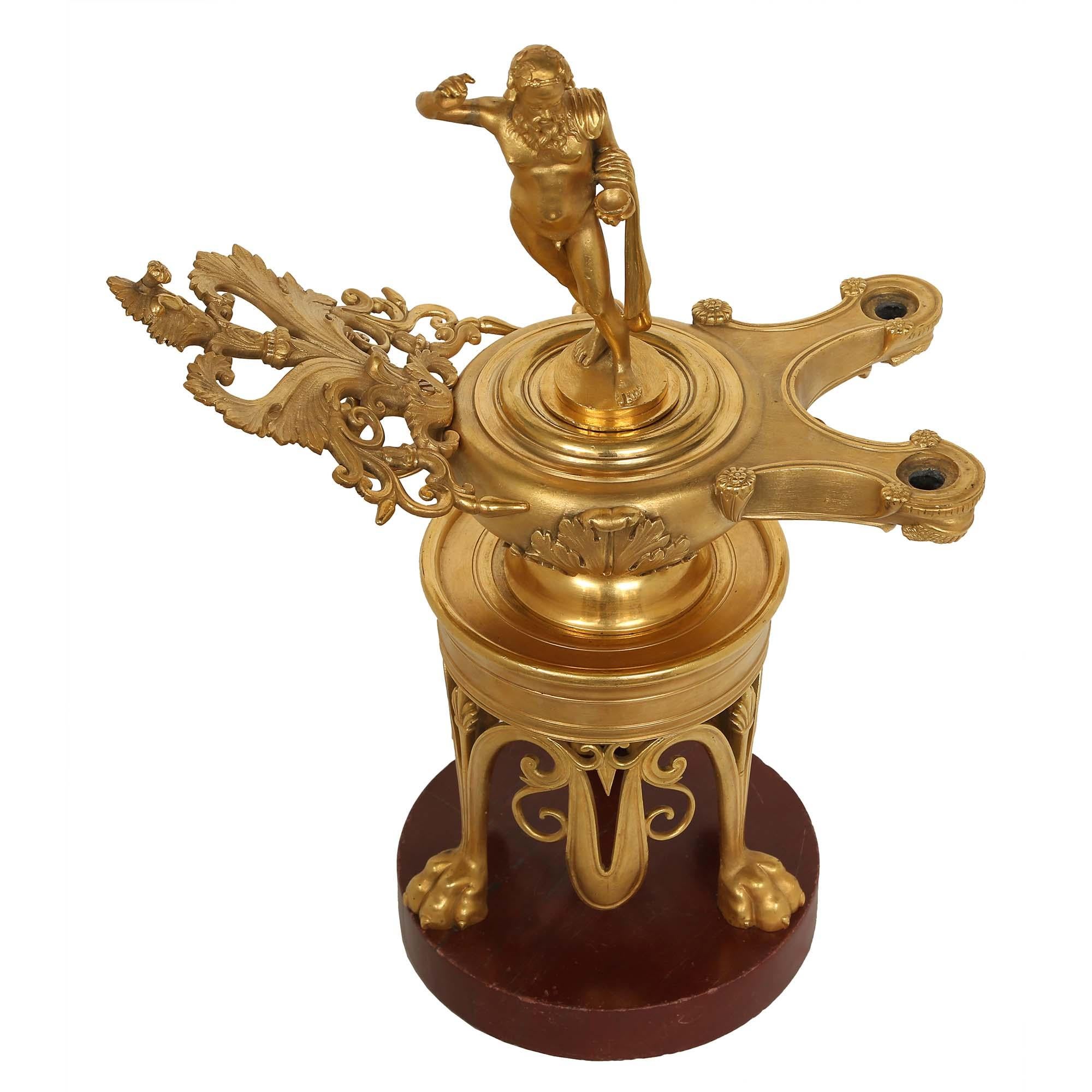 French 19th Century Renaissance Style Three Piece Ormolu Oil Lantern For Sale 2