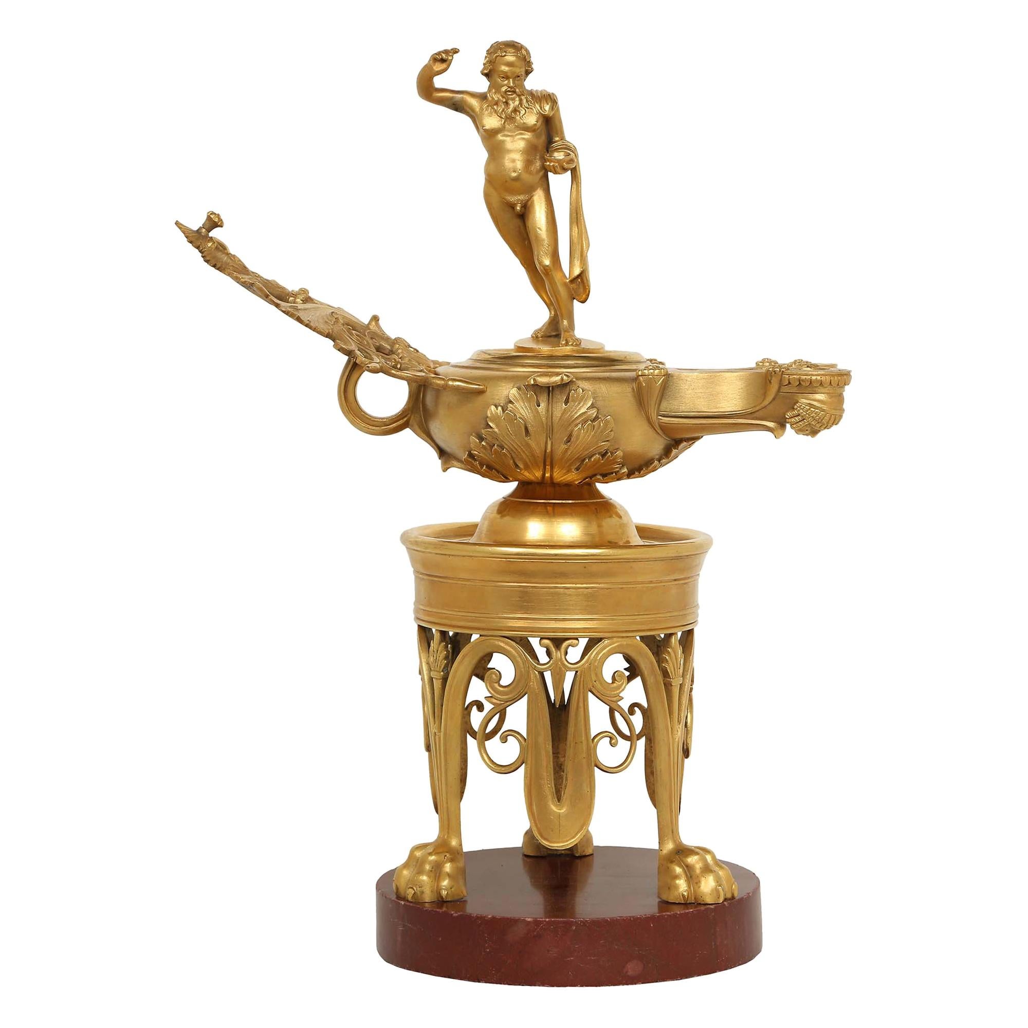 Lanterne à huile à trois pièces en bronze doré de style Renaissance du XIXe siècle français en vente