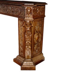 French 19th Century Renaissance Style Walnut Mantel