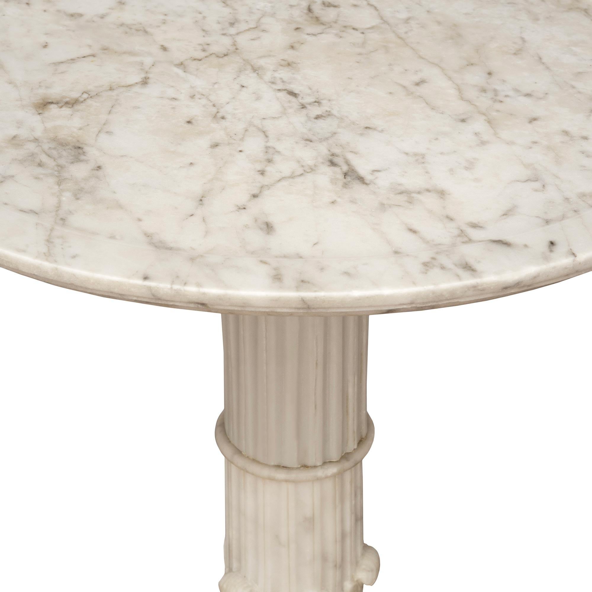 19th Century French 19th century Restauration Period white Carrara marble side table For Sale