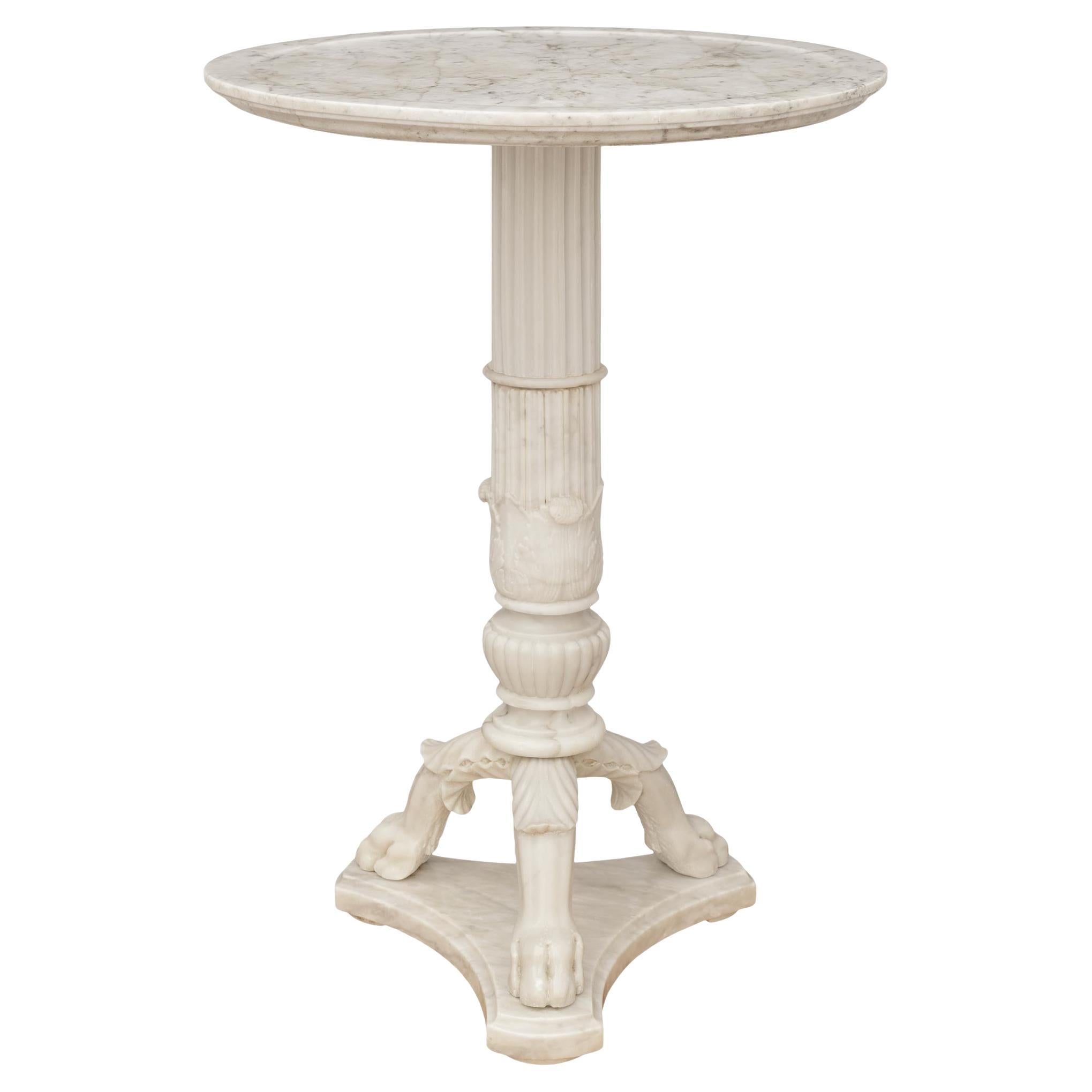 French 19th century Restauration Period white Carrara marble side table For Sale