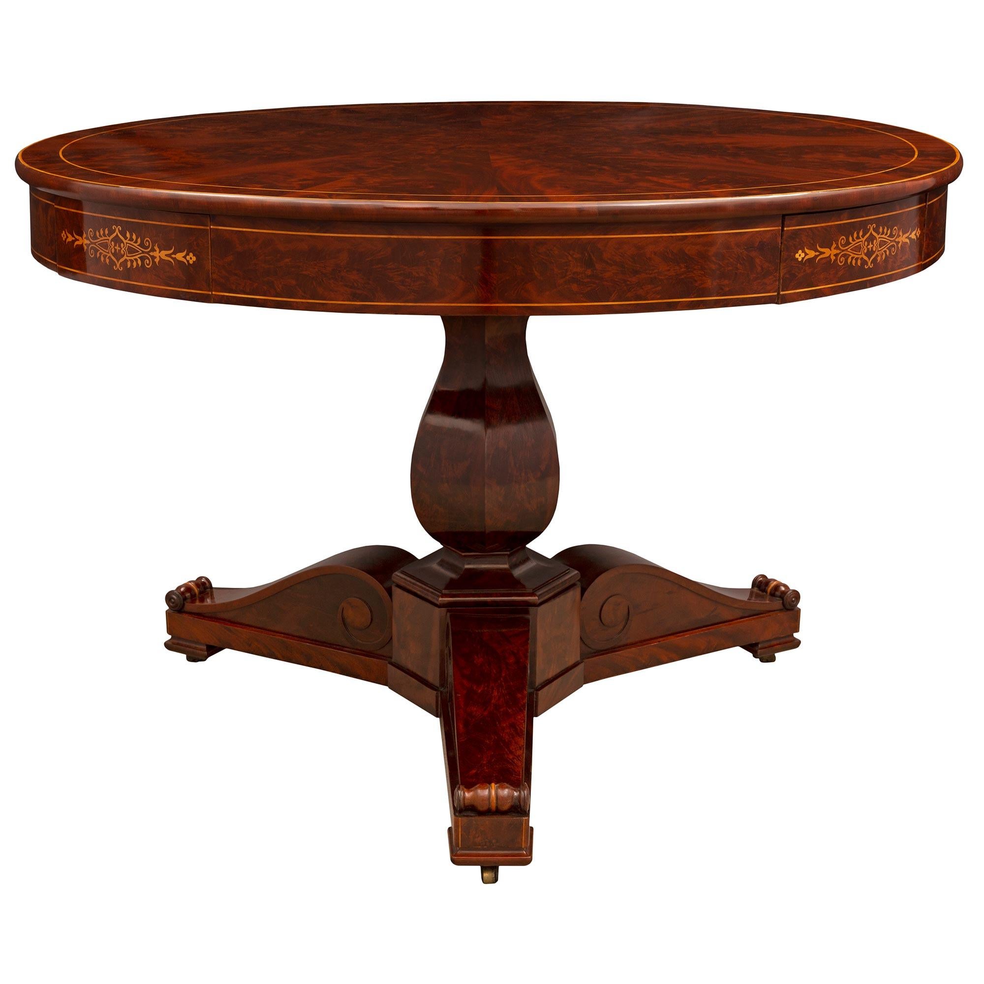 Charles X French 19th Century Restoration Period Round Center Table For Sale