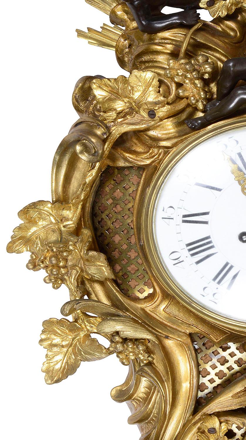 French 19th Century Rococo Cartel Wall Clock, in the Louis XVI Style For Sale 1