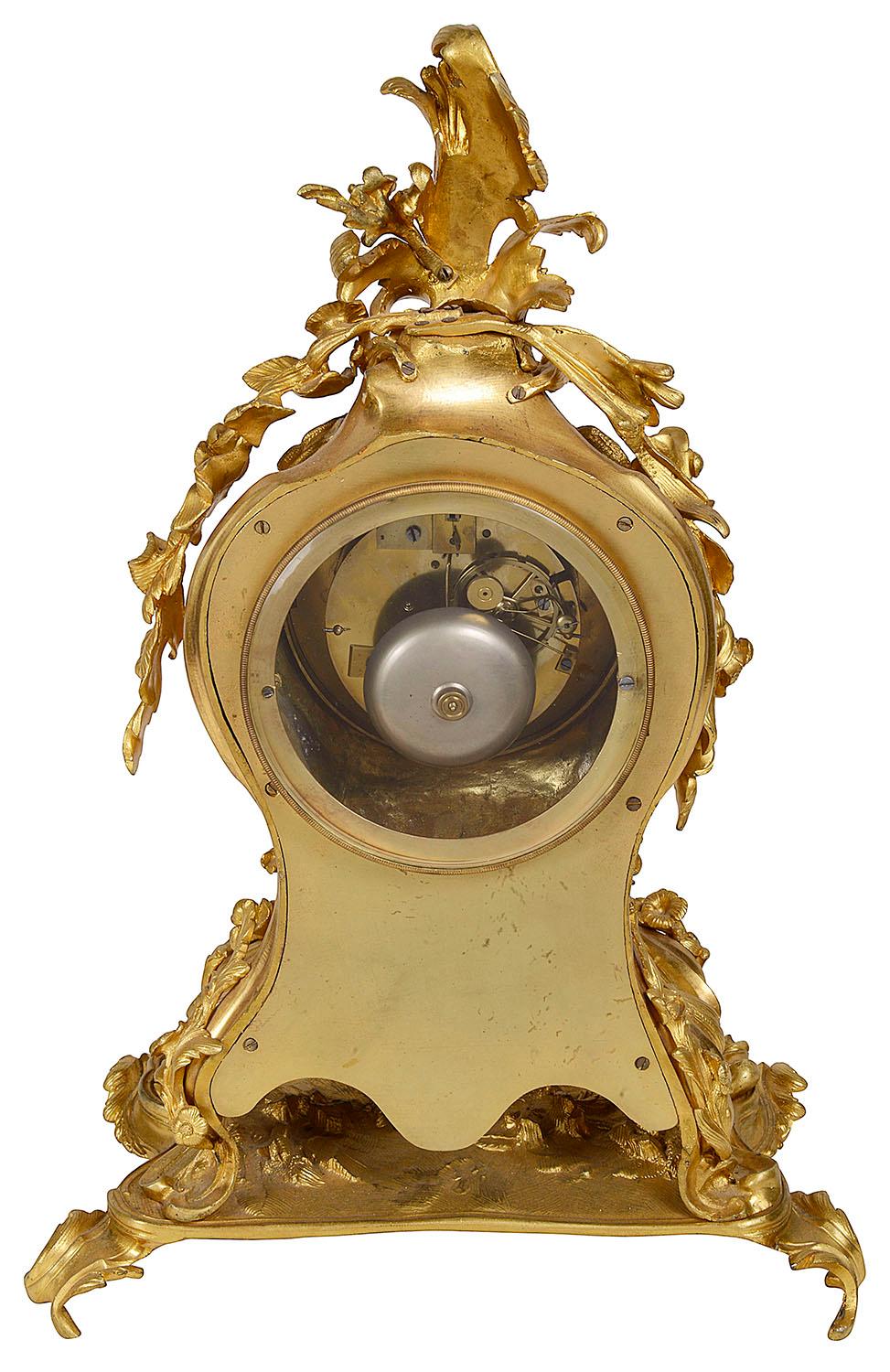 Ormolu French 19th Century Rococo Mantel Clock For Sale