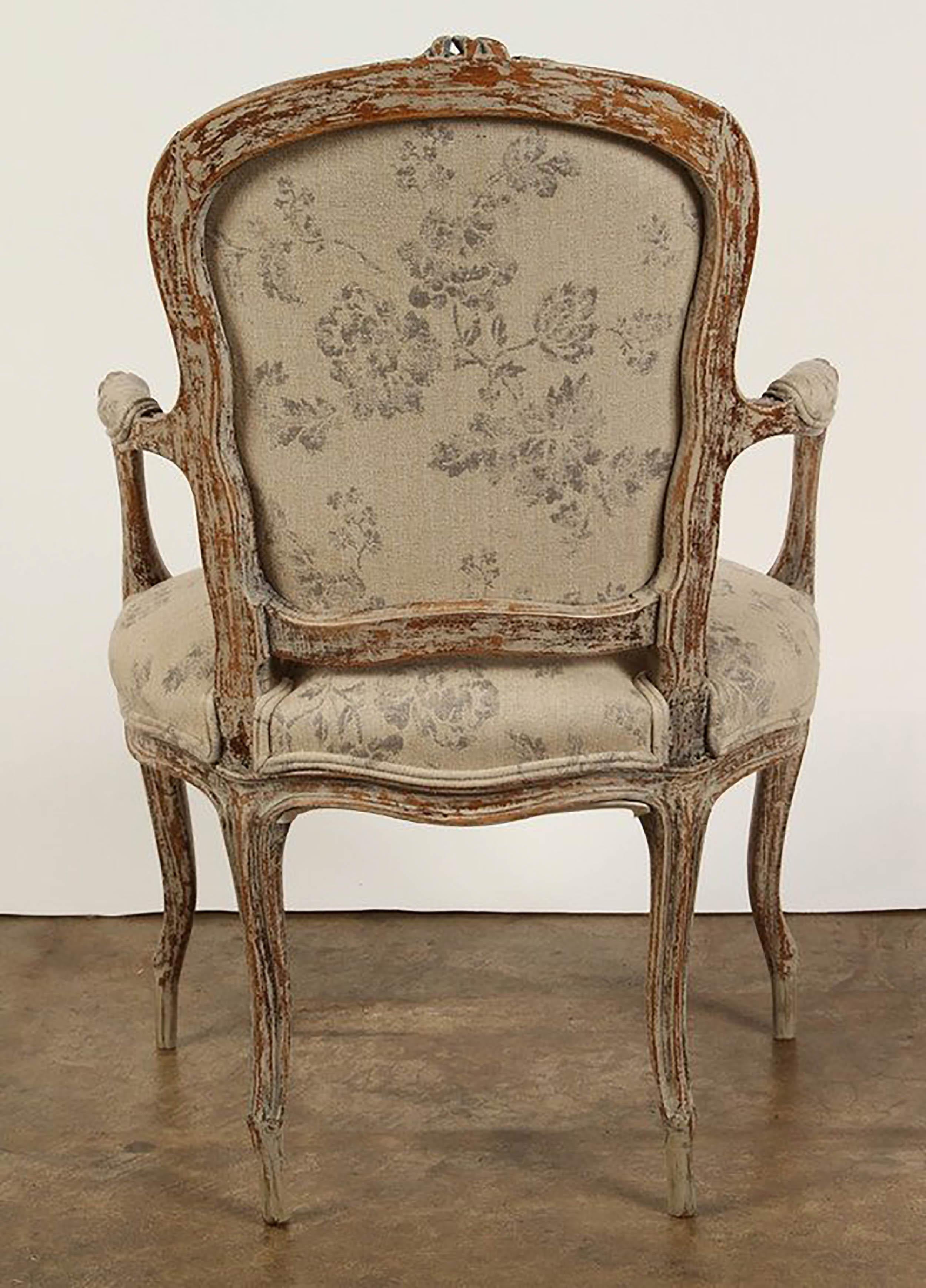 Wood French 19th Century Rococo Style Armchair For Sale