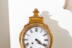 French 19th Century Rococo Style Tôle Wall Clock with Original Floral Décor