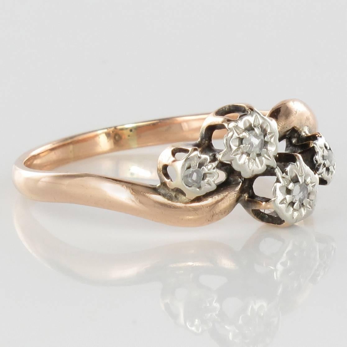 Napoleon III French 19th Century Rose Cut Diamond 18 Karat Rose Gold Ring