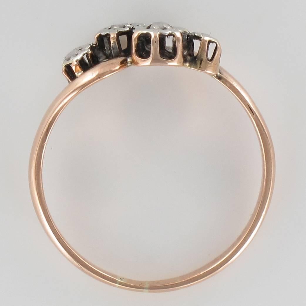 Women's French 19th Century Rose Cut Diamond 18 Karat Rose Gold Ring