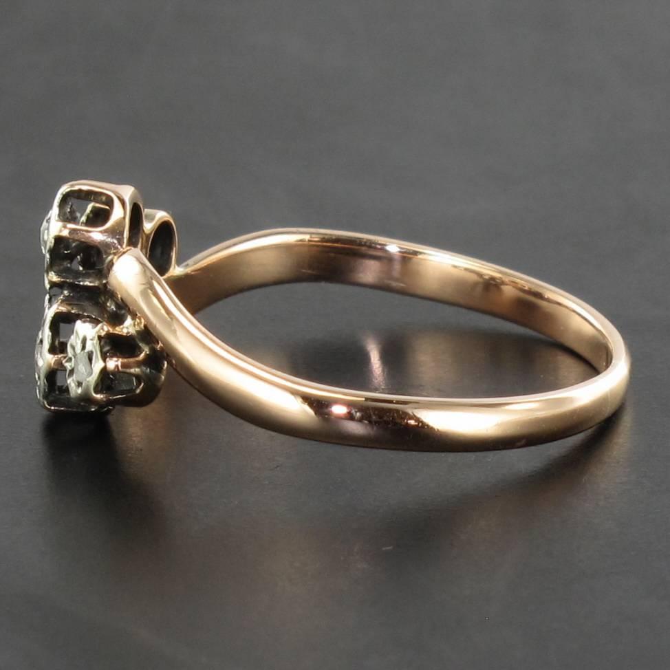 French 19th Century Rose Cut Diamond 18 Karat Rose Gold Ring 1