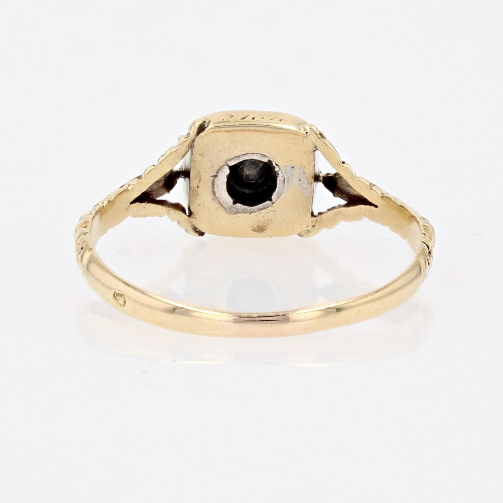 French 19th Century Rose Cut Diamond Black Enamel Solitaire Ring For Sale 8