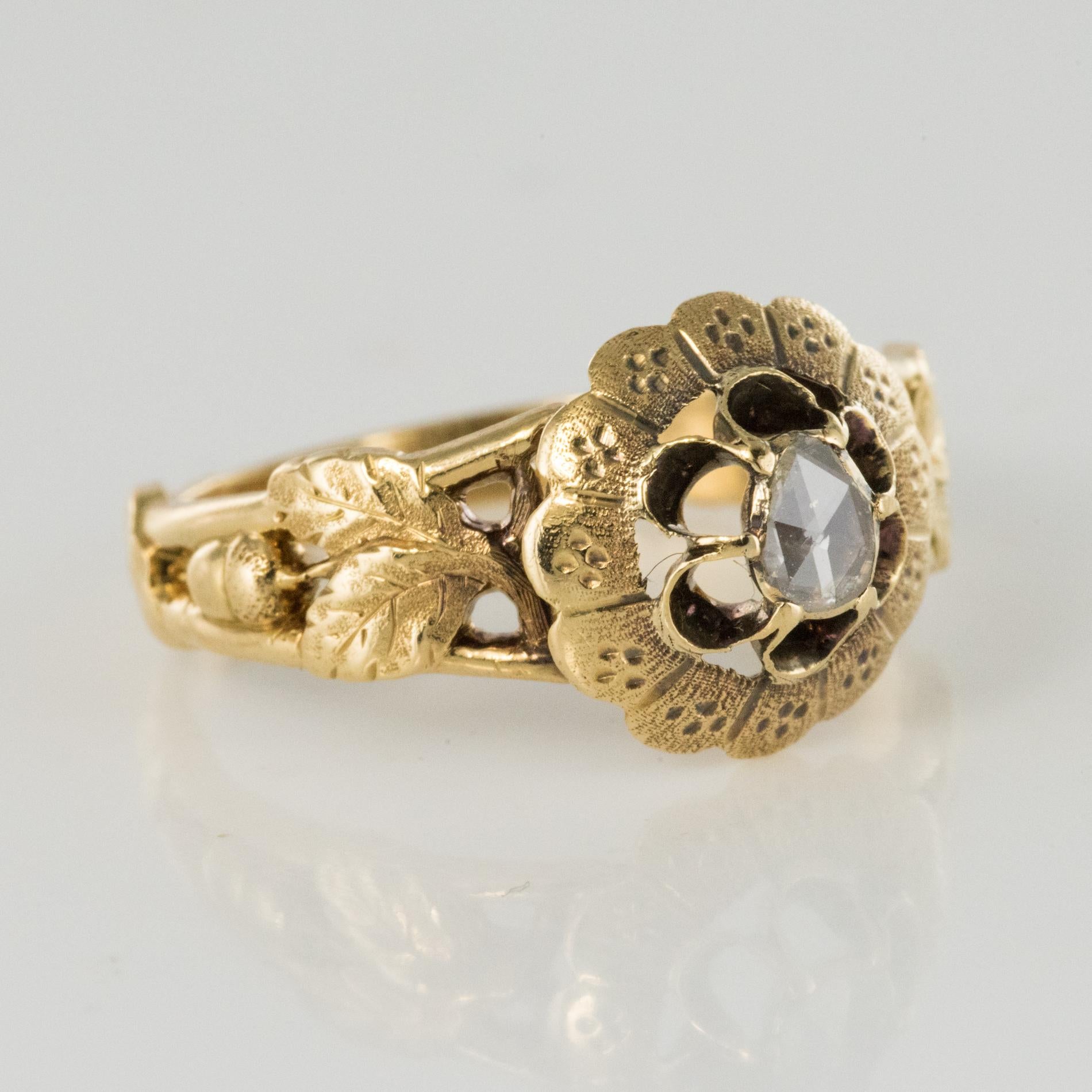 French 19th Century Rose-Cut Diamond Solitary Ring 4