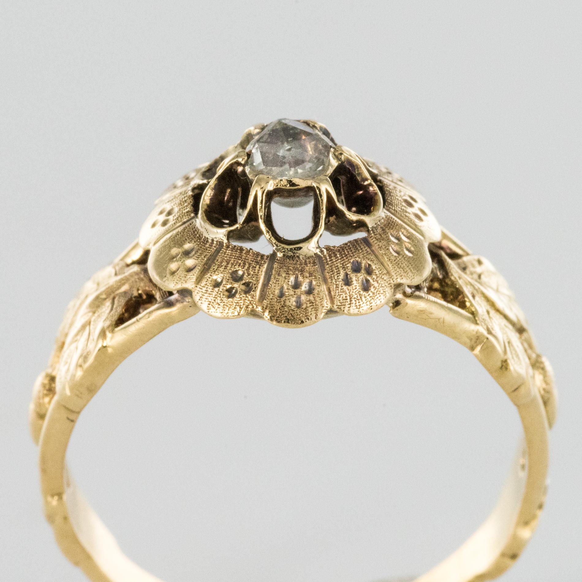 French 19th Century Rose-Cut Diamond Solitary Ring 6