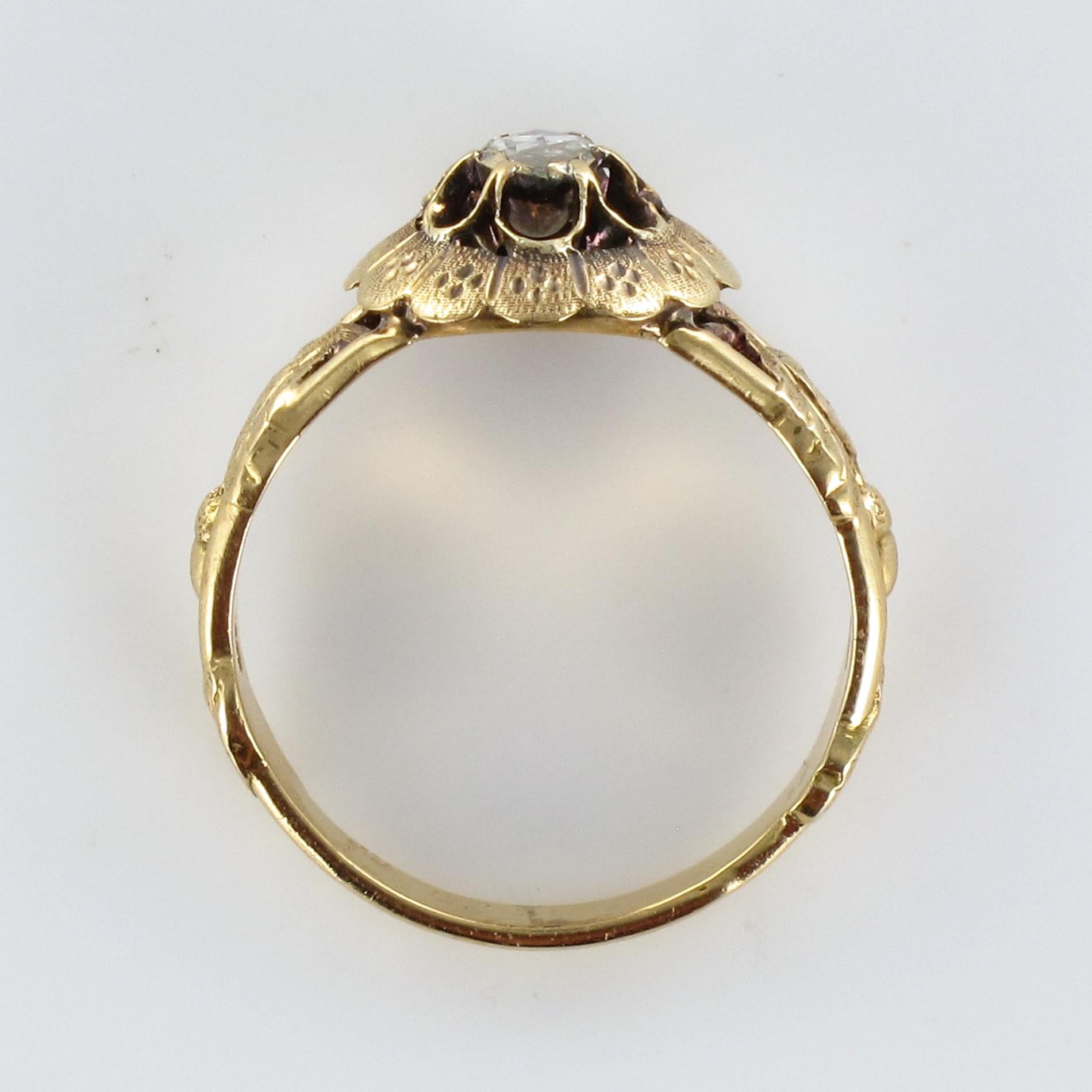 French 19th Century Rose-Cut Diamond Solitary Ring 7