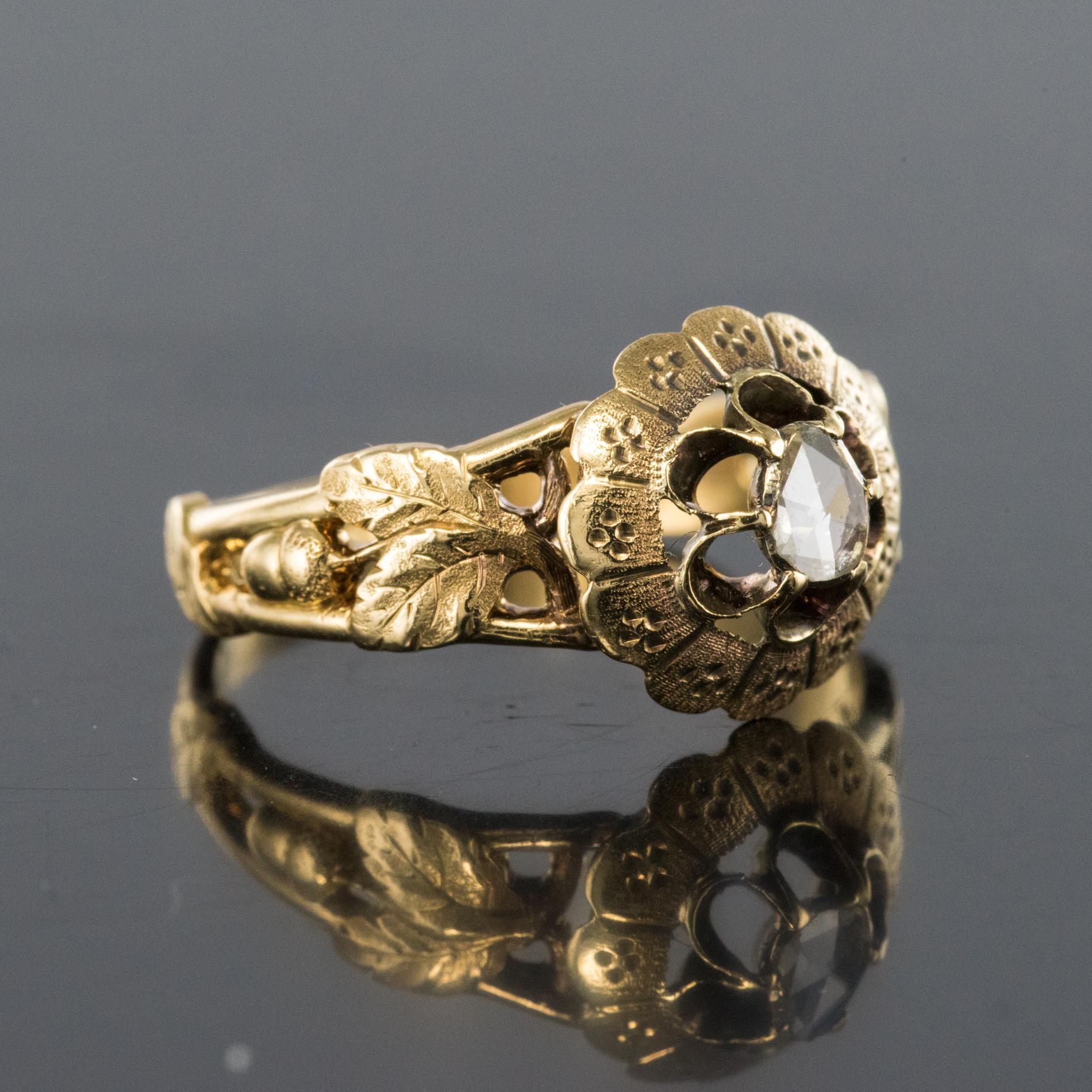 Rose Cut French 19th Century Rose-Cut Diamond Solitary Ring