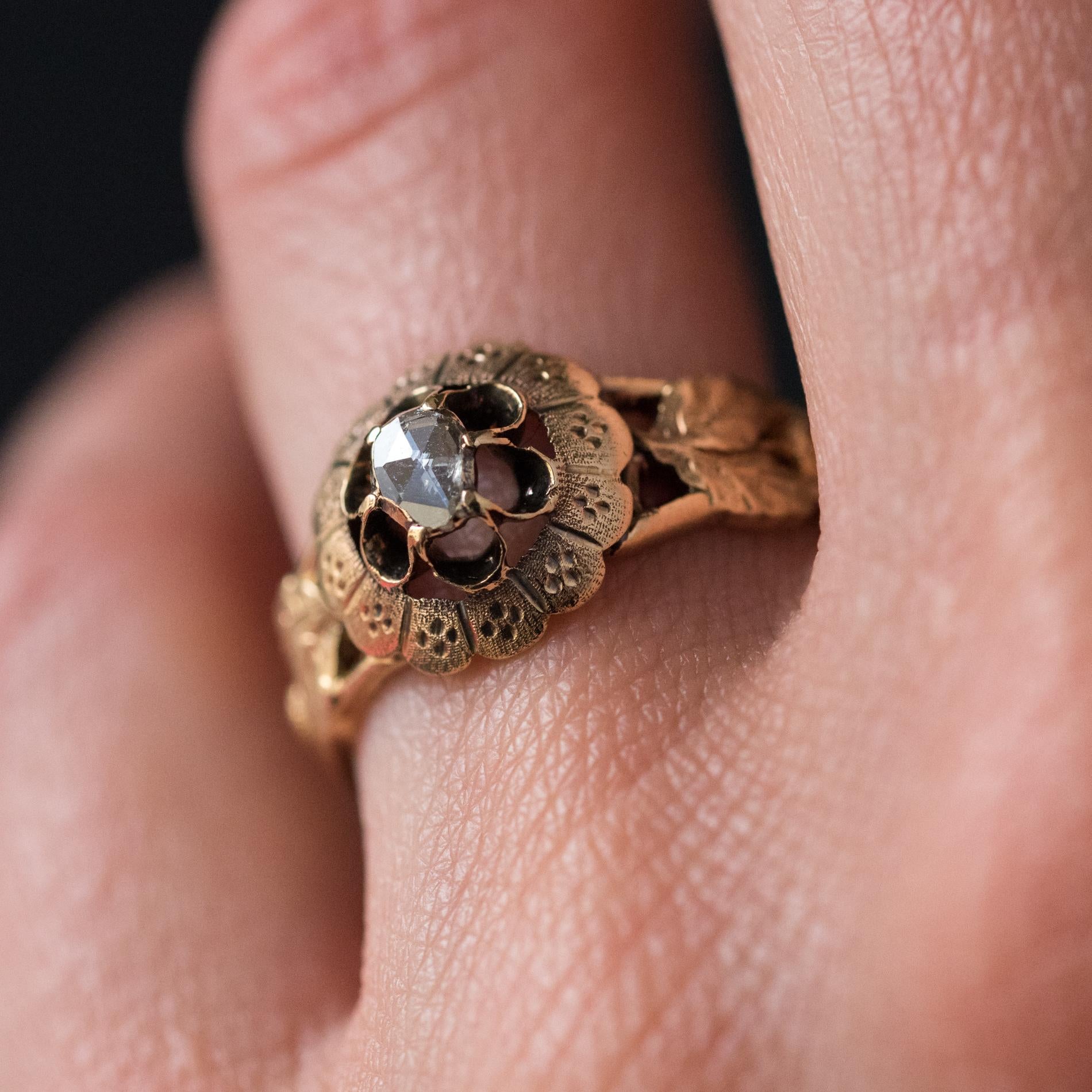 French 19th Century Rose-Cut Diamond Solitary Ring In Good Condition In Poitiers, FR