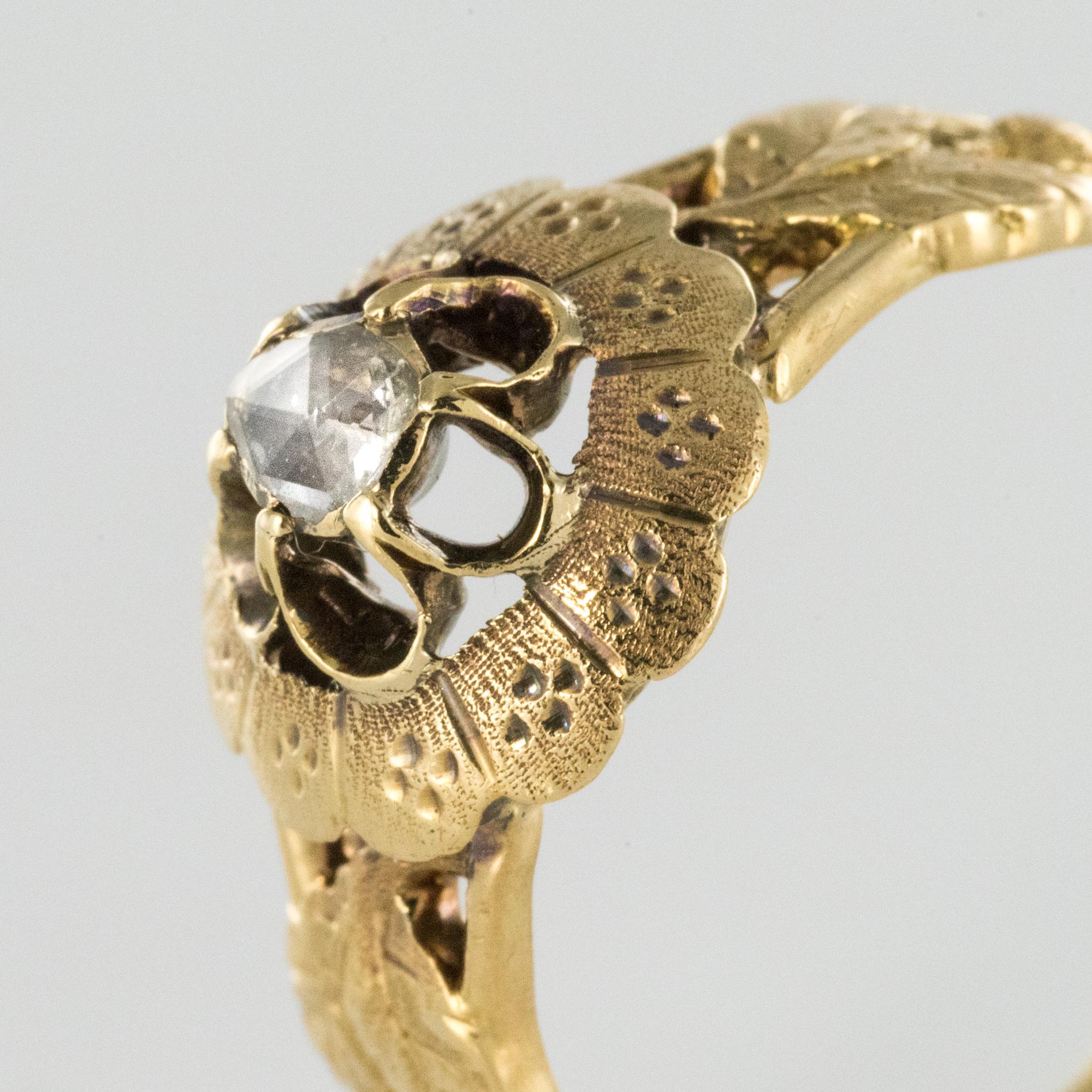 French 19th Century Rose-Cut Diamond Solitary Ring 1