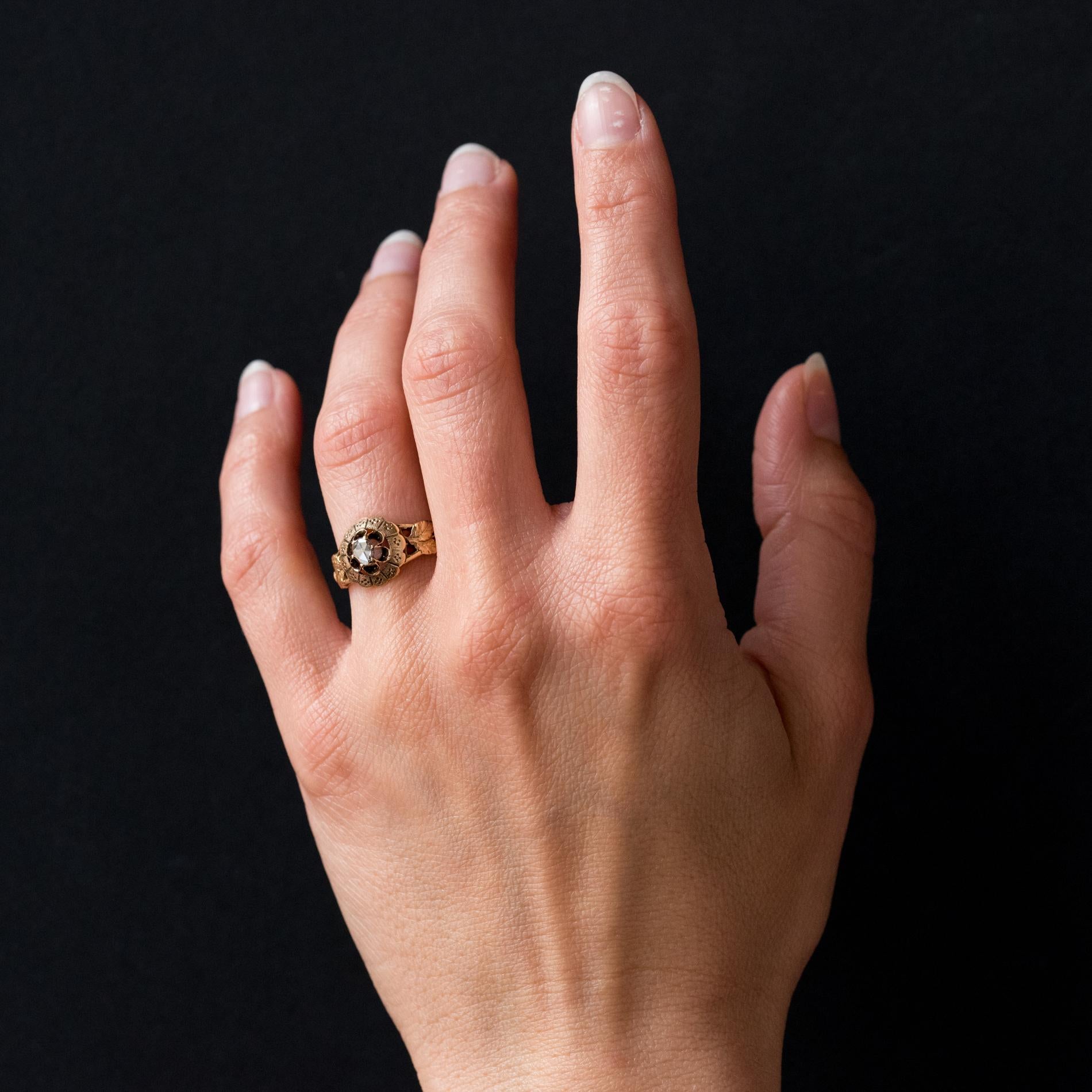 French 19th Century Rose-Cut Diamond Solitary Ring 2