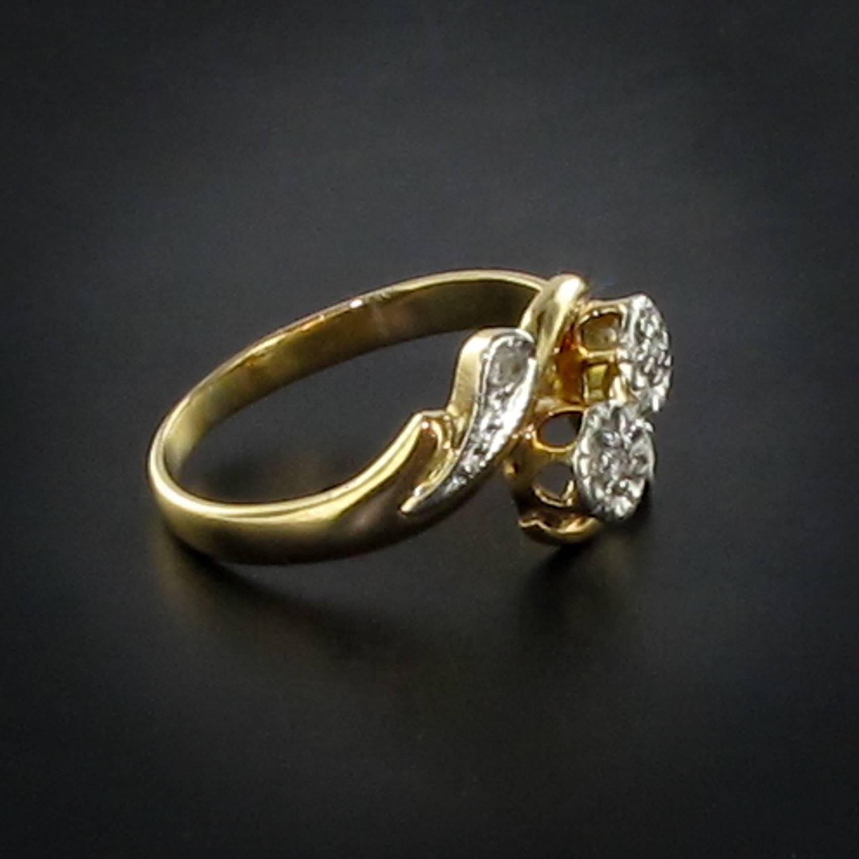 French 19th Century Rose Cut Diamond Yellow Gold Ring In New Condition In Poitiers, FR