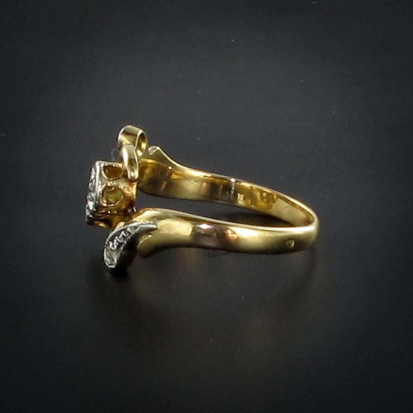 French 19th Century Rose Cut Diamond Yellow Gold Ring 1