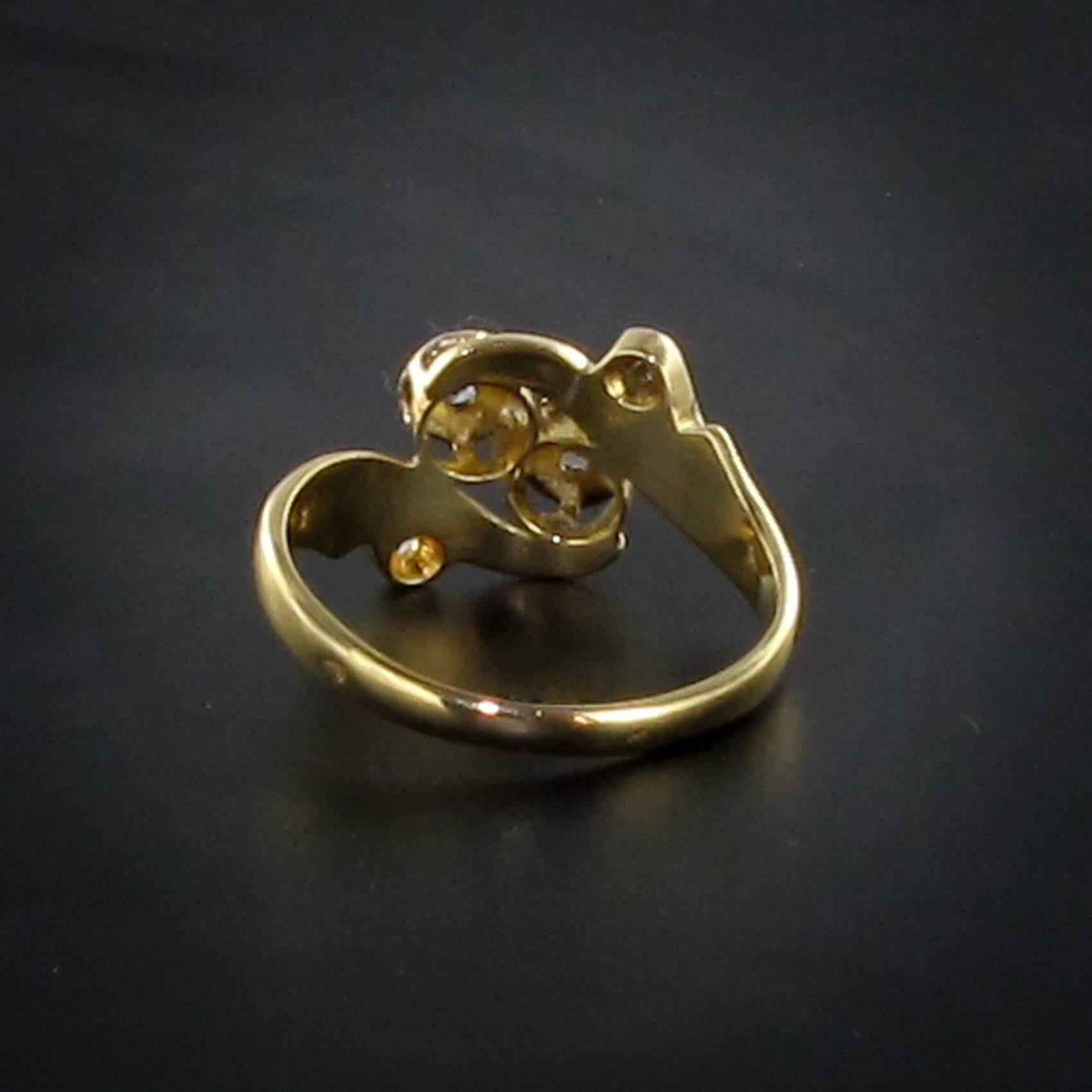 French 19th Century Rose Cut Diamond Yellow Gold Ring 2