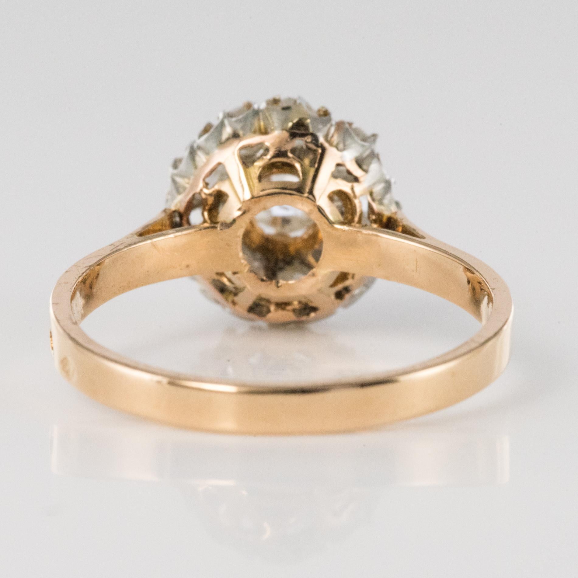 French 19th Century Rose Cut Diamonds 18 Karat Yellow Gold Daisy Ring 6