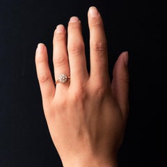 French 19th Century Rose Cut Diamonds 18 Karat Yellow Gold Daisy Ring