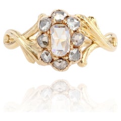 French 19th Century Rose-Cut Diamonds 18 Karat Yellow Gold Ring