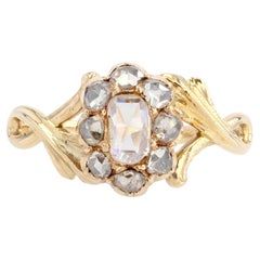 French 19th Century Rose-Cut Diamonds 18 Karat Yellow Gold Ring