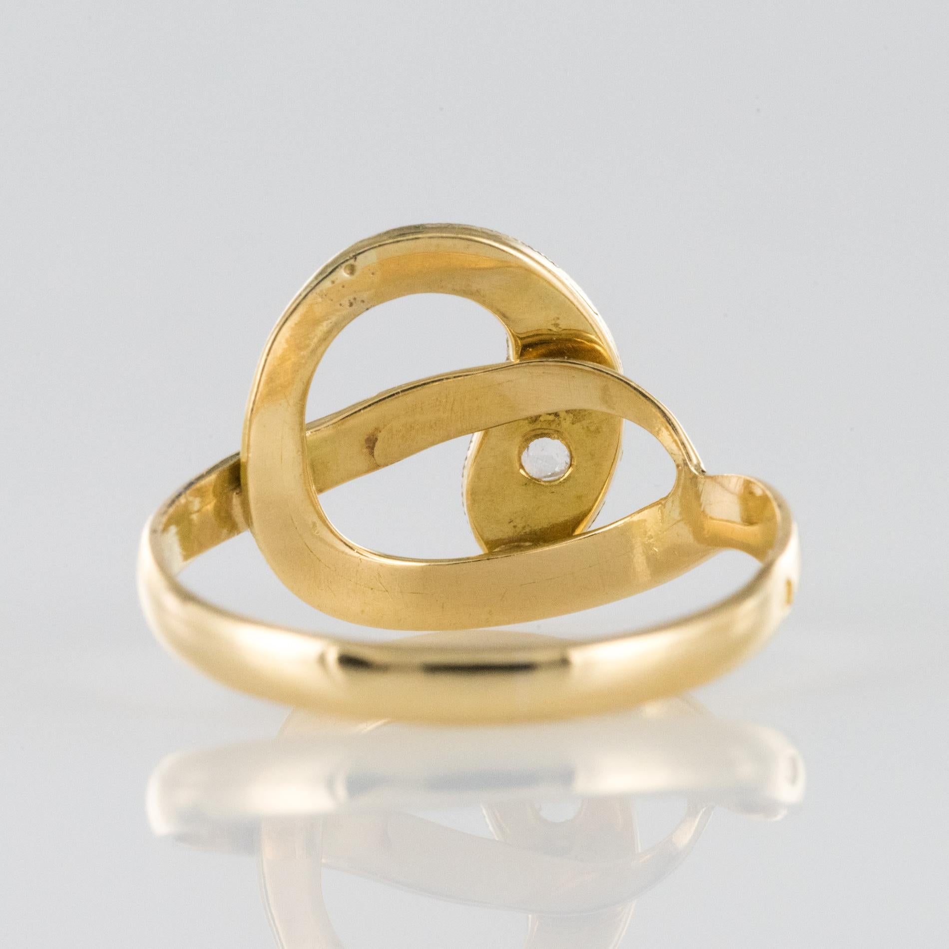 French 19th Century Rose-Cut Diamonds 18 Karat Yellow Gold Snake Ring 3