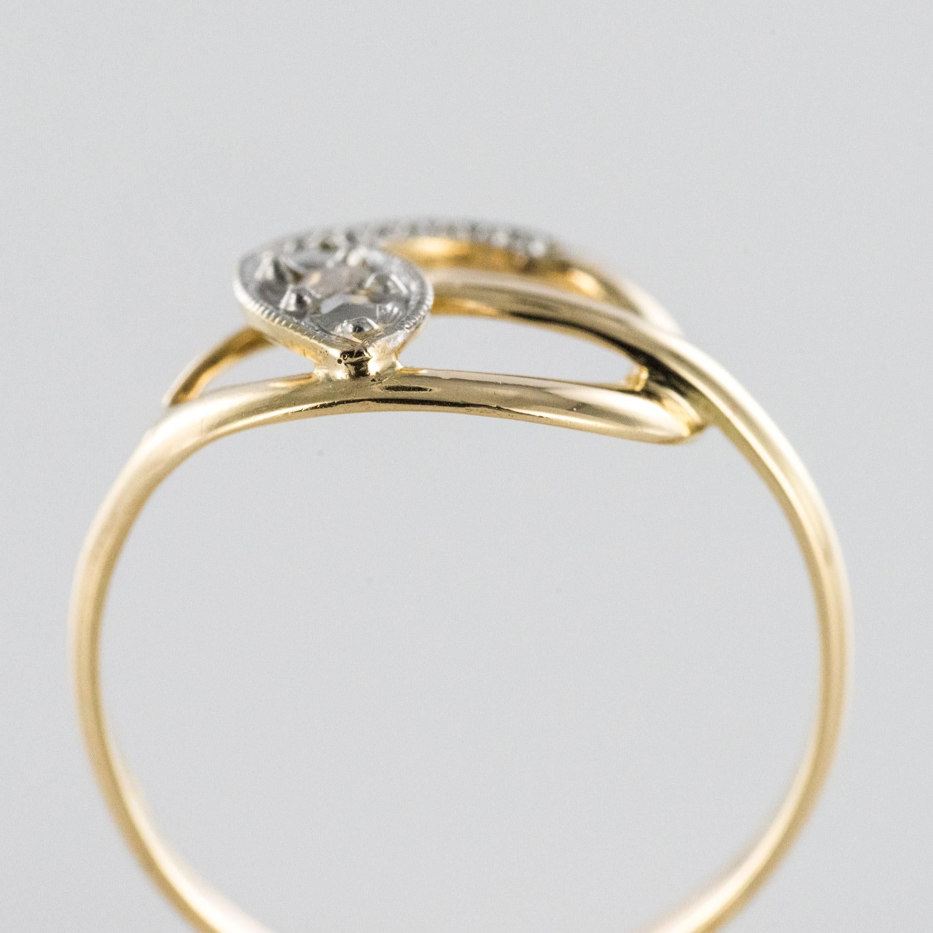 French 19th Century Rose-Cut Diamonds 18 Karat Yellow Gold Snake Ring 6