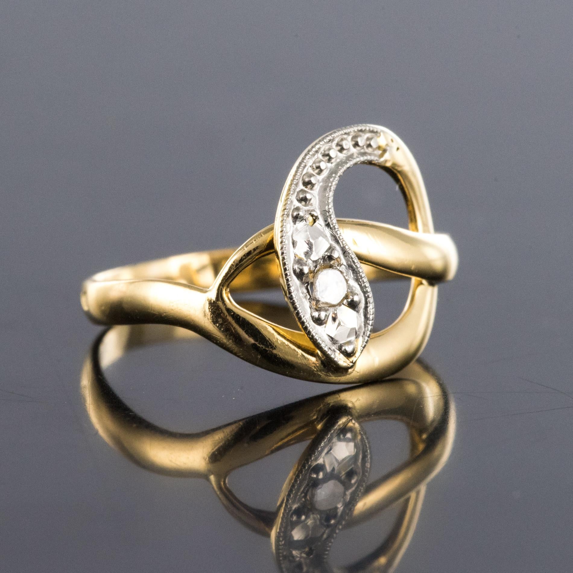 Napoleon III French 19th Century Rose-Cut Diamonds 18 Karat Yellow Gold Snake Ring