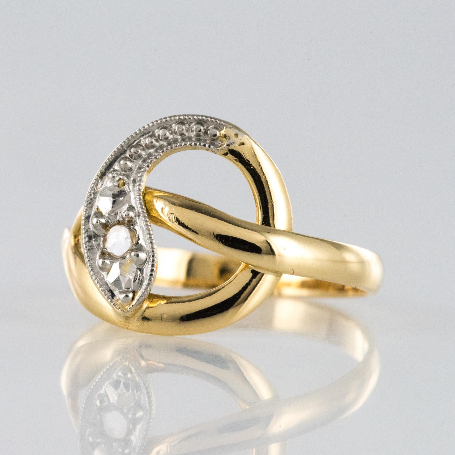 Women's French 19th Century Rose-Cut Diamonds 18 Karat Yellow Gold Snake Ring