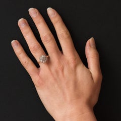 French 19th Century Rose-Cut Diamonds Yellow Gold Cluster Daisy Ring