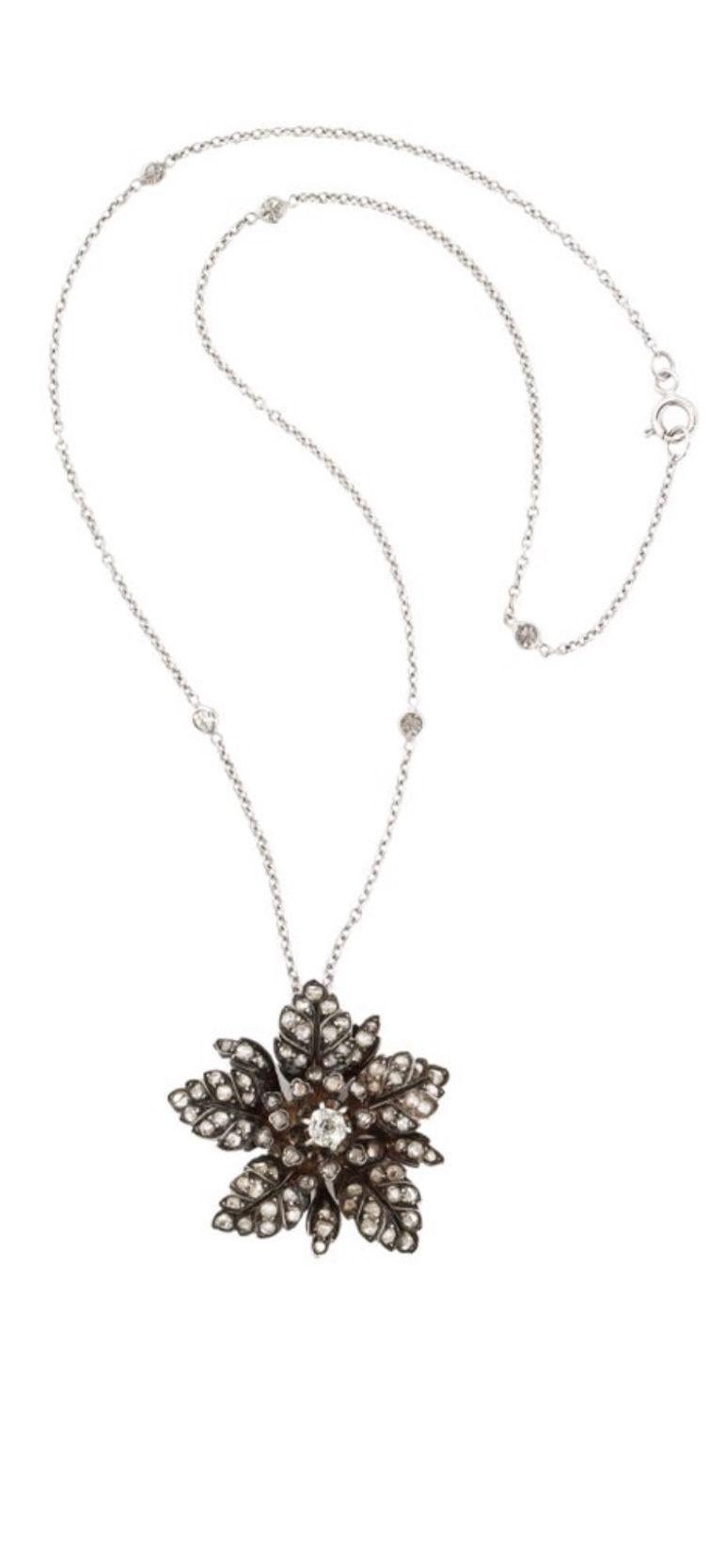 French  19th Century Rose Diamond Tremblant Brooch For Sale 3