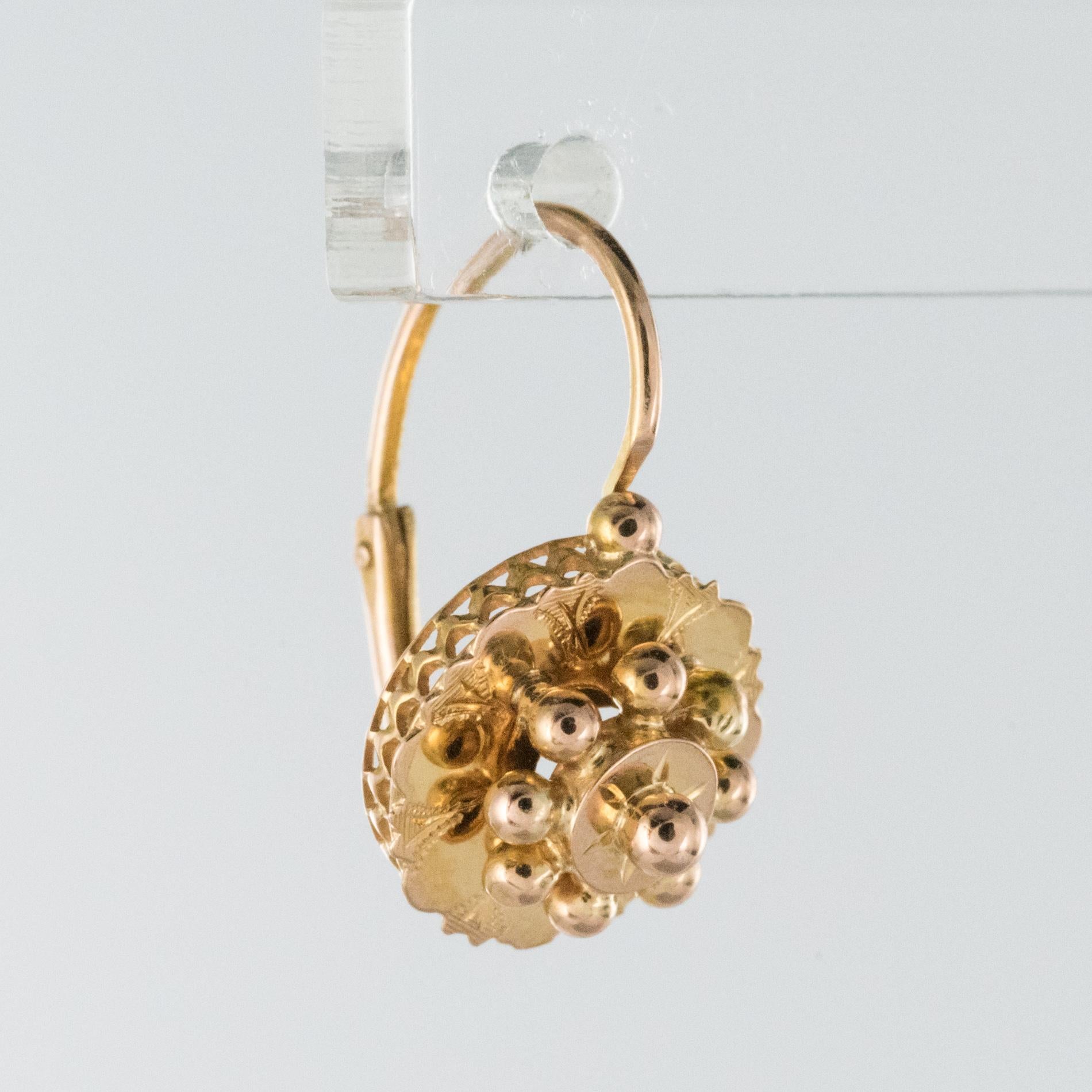 Women's French 19th Century Rose Gold Drop Earrings