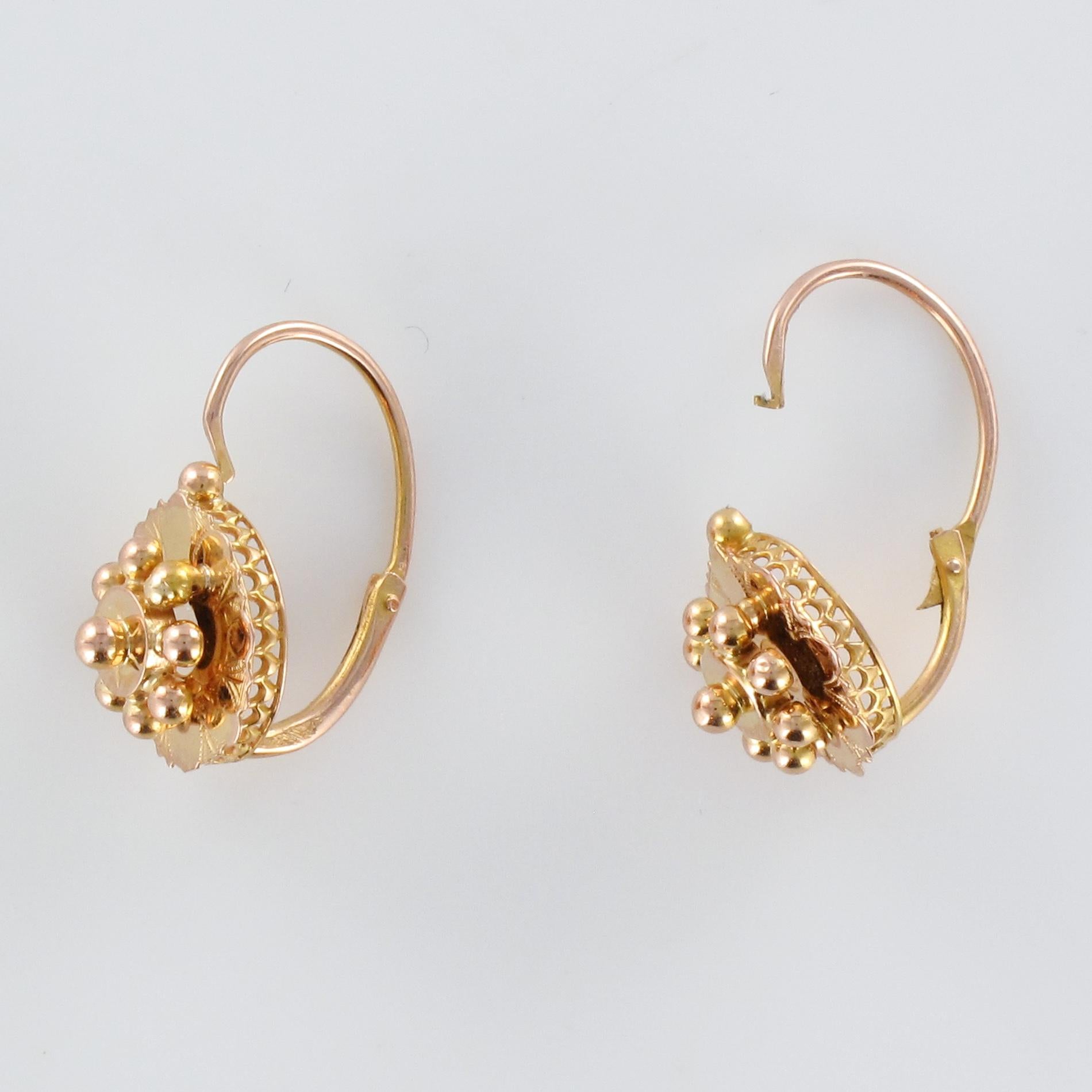 French 19th Century Rose Gold Drop Earrings 3