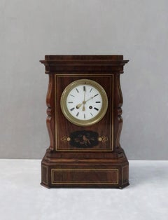 French 19th Century Rosewood and Inlaid Mantel Clock