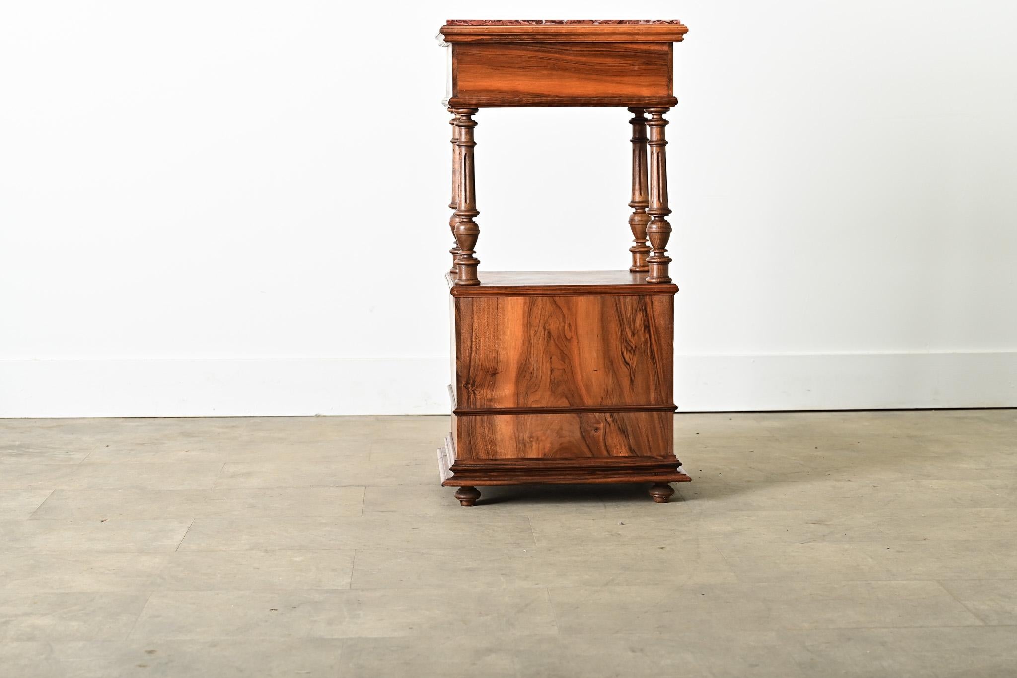 Marble French 19th Century Rosewood Bedside Table For Sale