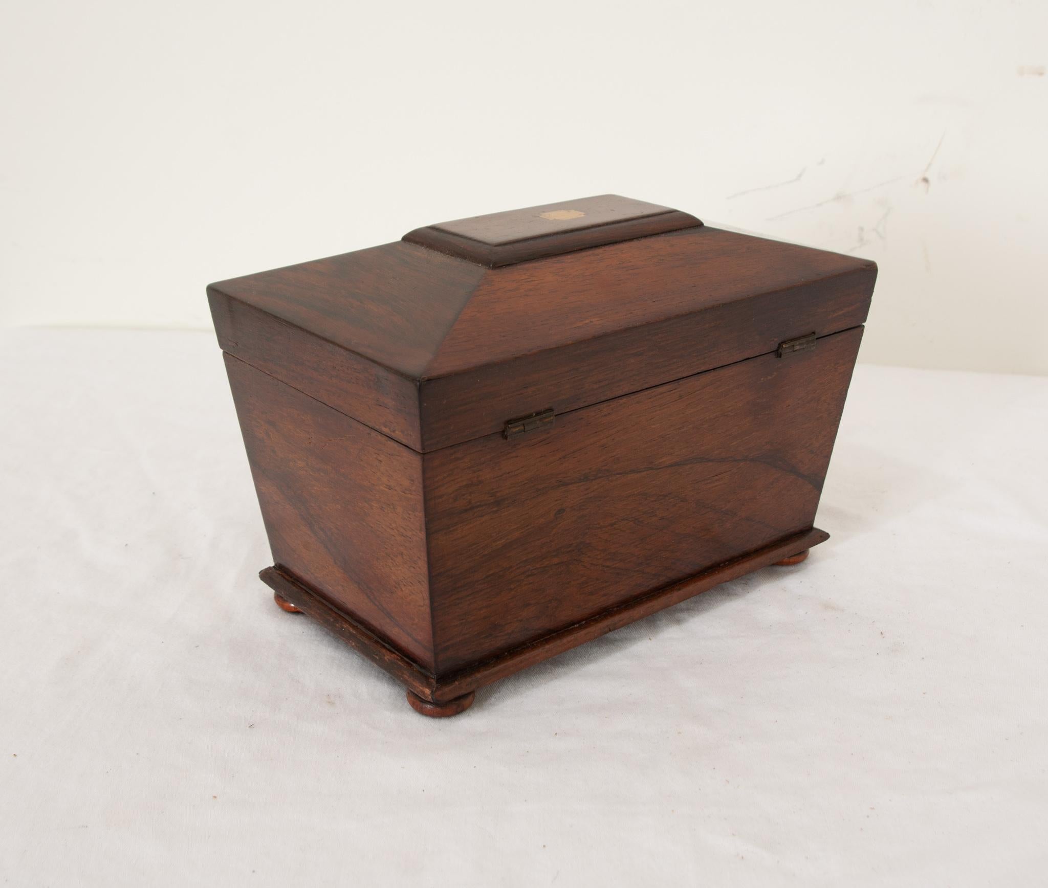 French 19th Century Rosewood Tea Caddy In Good Condition In Baton Rouge, LA