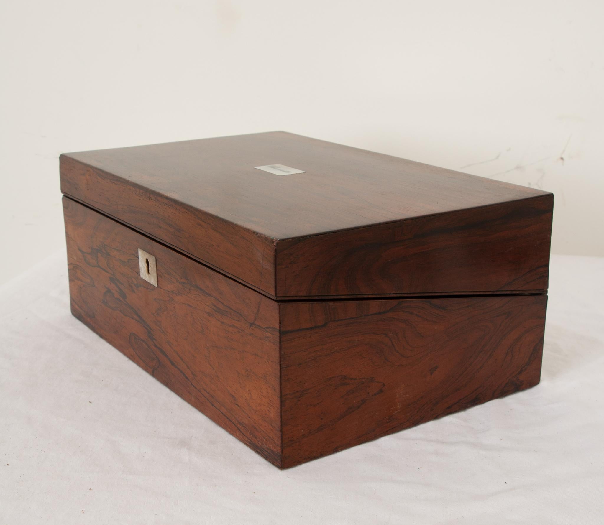French 19th Century Rosewood Writing Box In Good Condition For Sale In Baton Rouge, LA