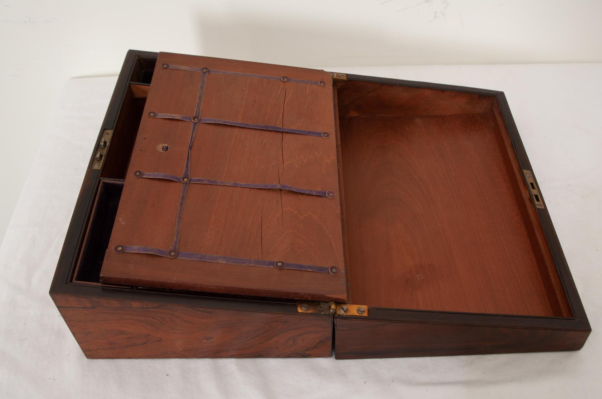 French 19th Century Rosewood Writing Box For Sale 1