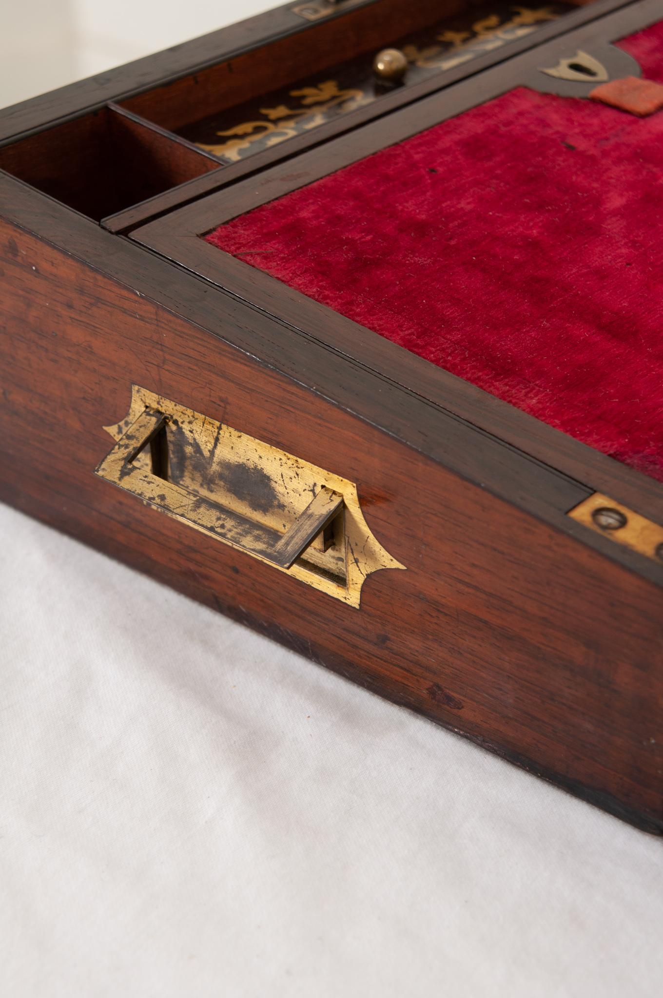 French 19th Century Rosewood Writing Box 1