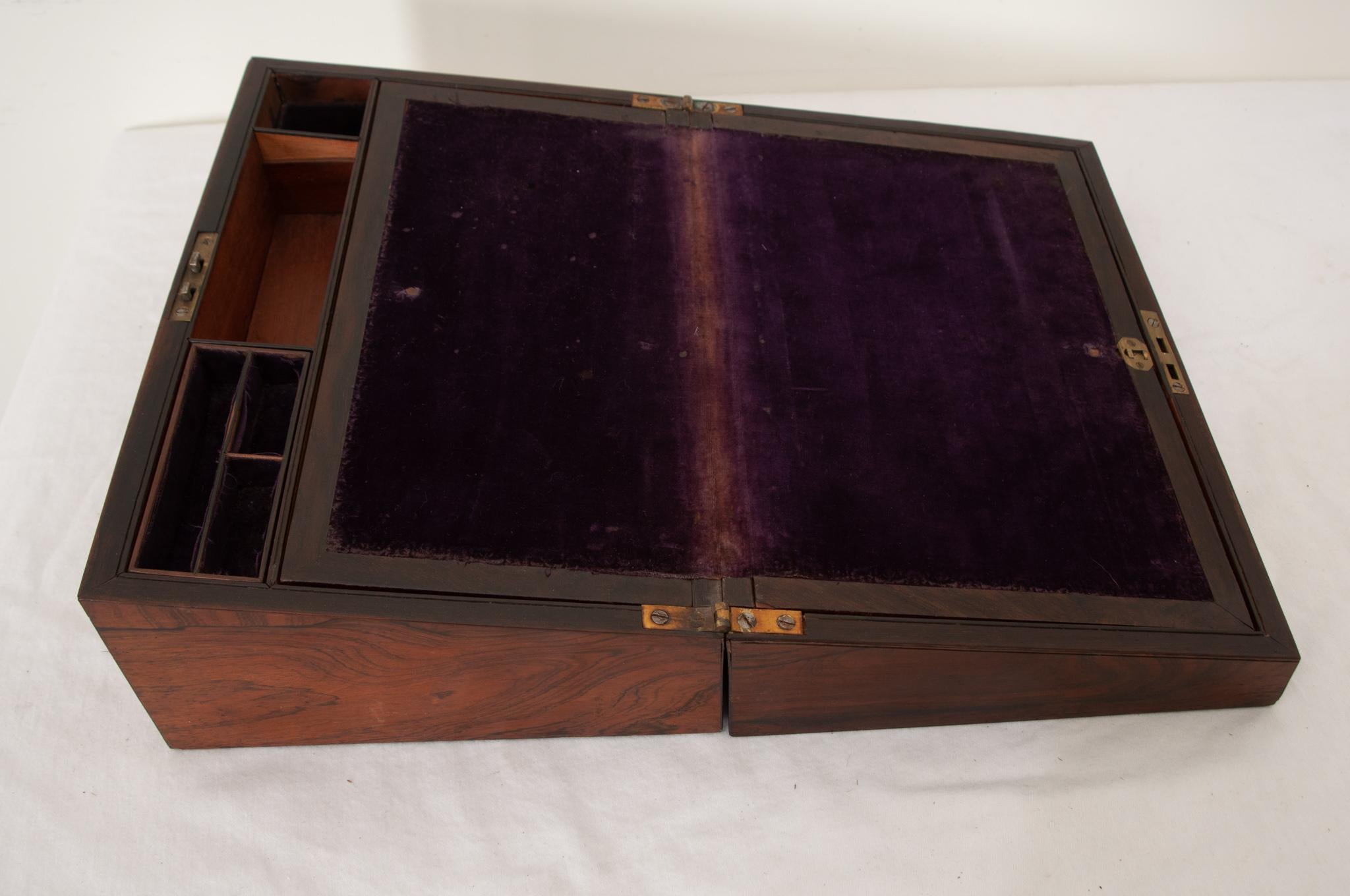 French 19th Century Rosewood Writing Box For Sale 2